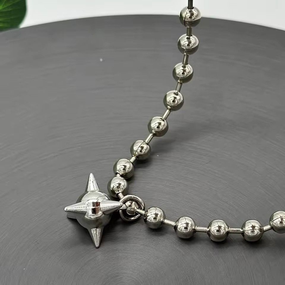 Jewelry × Vintage Aesthetic Beads Ball Chain Flail Charms Choker Necklace Size ONE SIZE - 3 Thumbnail
