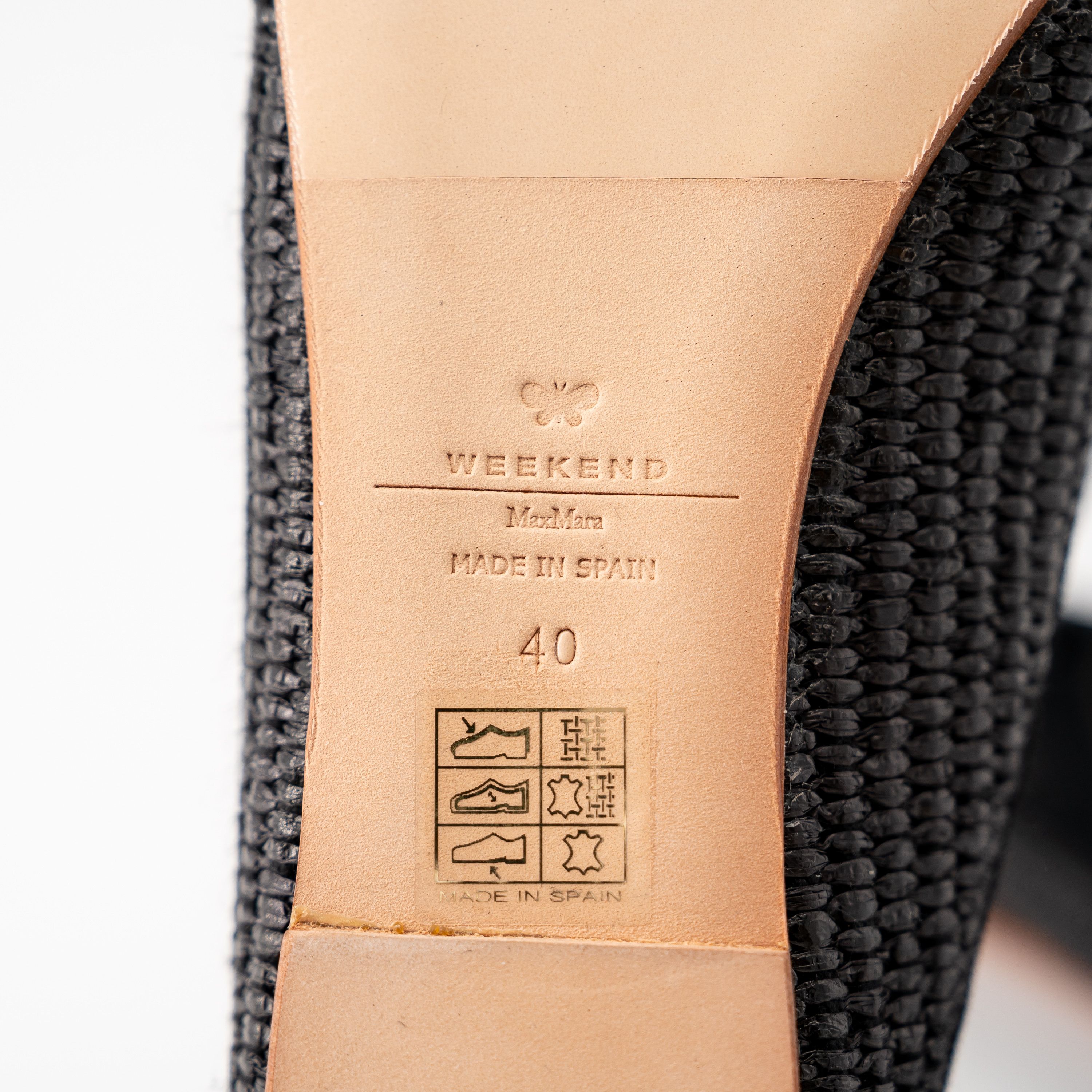 Weekend Max Mara 40 Max Mara Weekend Black Tela Raffia Mules Slippers Slip on Size US 10 / IT 40 - 9 Thumbnail