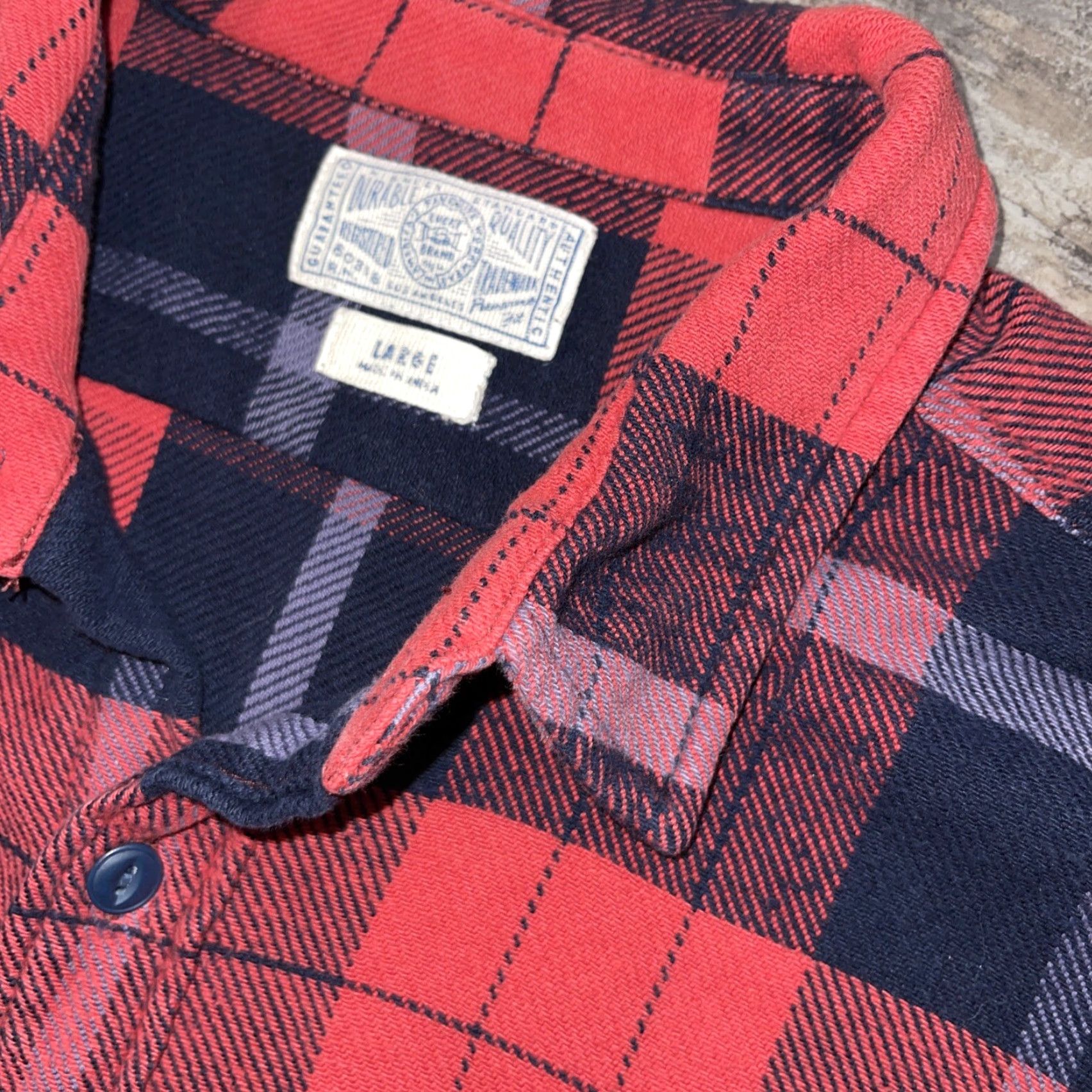 Lucky Brand Lucky Brand Men L Thick Flannel Shirt Red Black Plaid Lumberjack Button Up Shirt Size US L / EU 52-54 / 3 - 5 Thumbnail