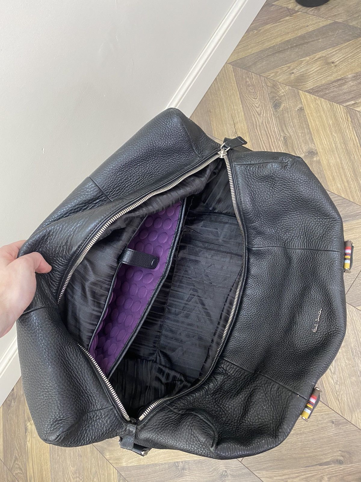Paul Smith × Vintage Vintage Paul Smith Mainline Mens Black Cityweb Leather Bag Size ONE SIZE - 11 Thumbnail