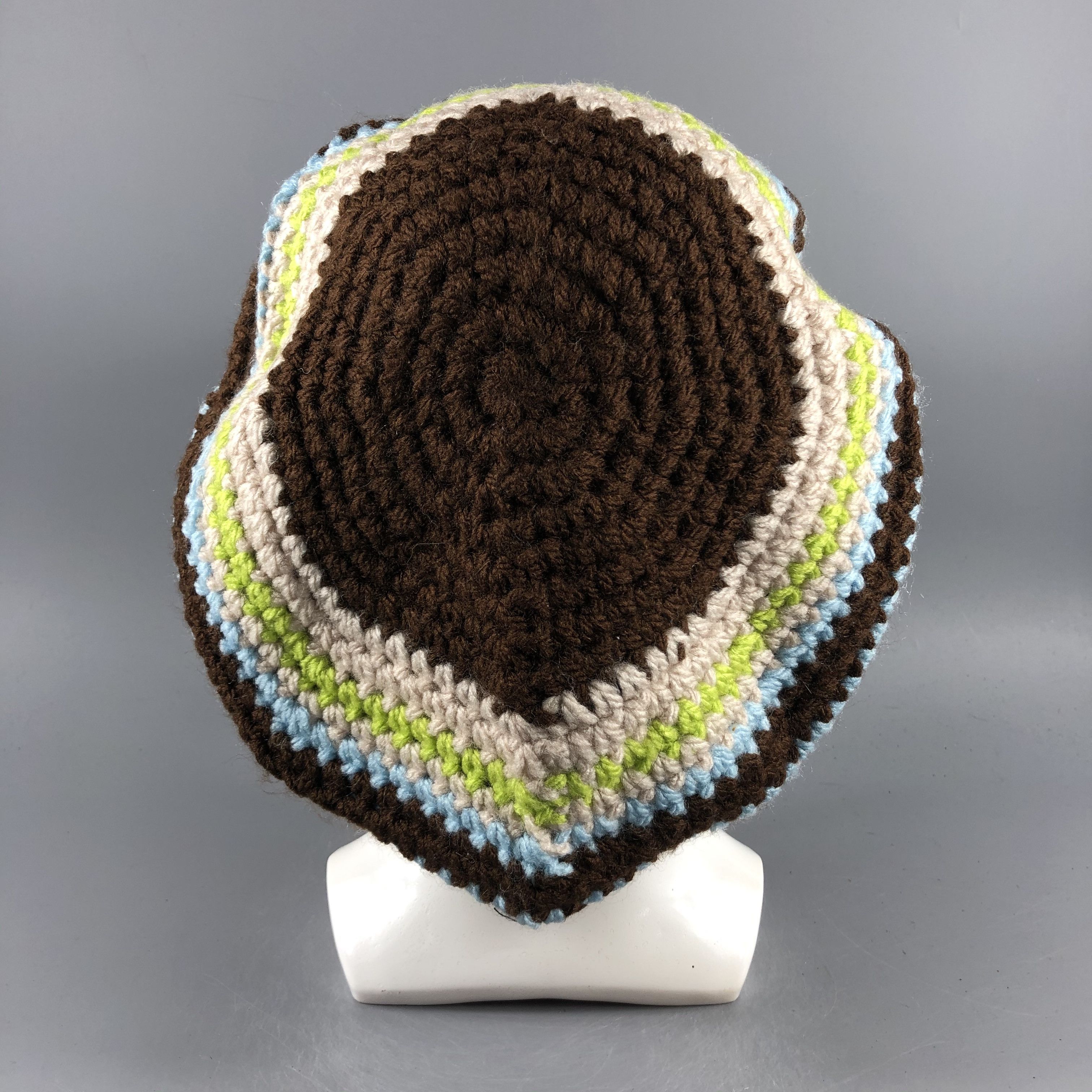 Japanese Brand × Vintage Womens Stripe Slouchy Visor Beanie Snow Hat Snow Cap -D639 Size ONE SIZE - 3 Thumbnail