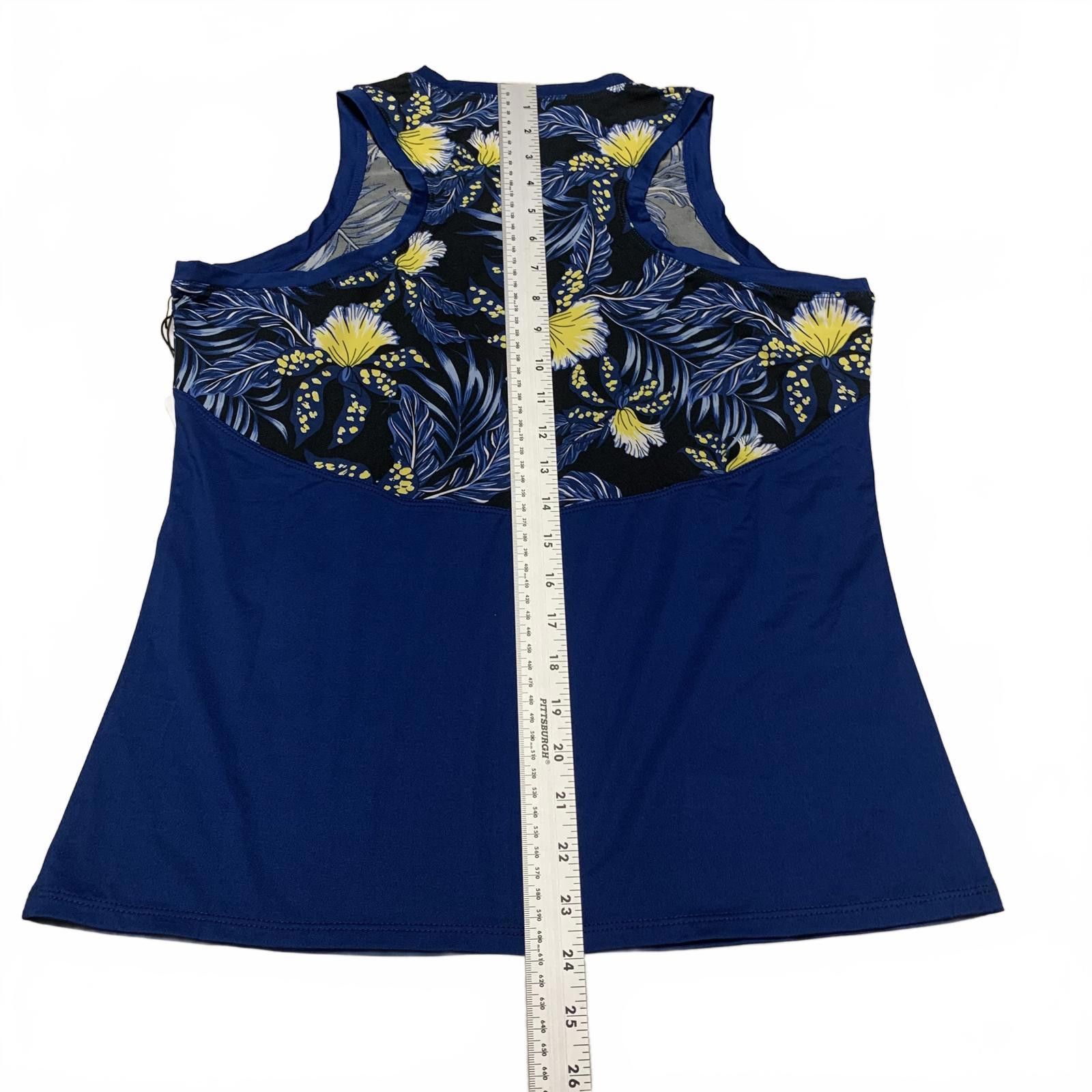 Ann Taylor TAIL Women's Sz M Debbie Blue Jungle Sleeveless Floral Top Size ONE SIZE - 7 Thumbnail