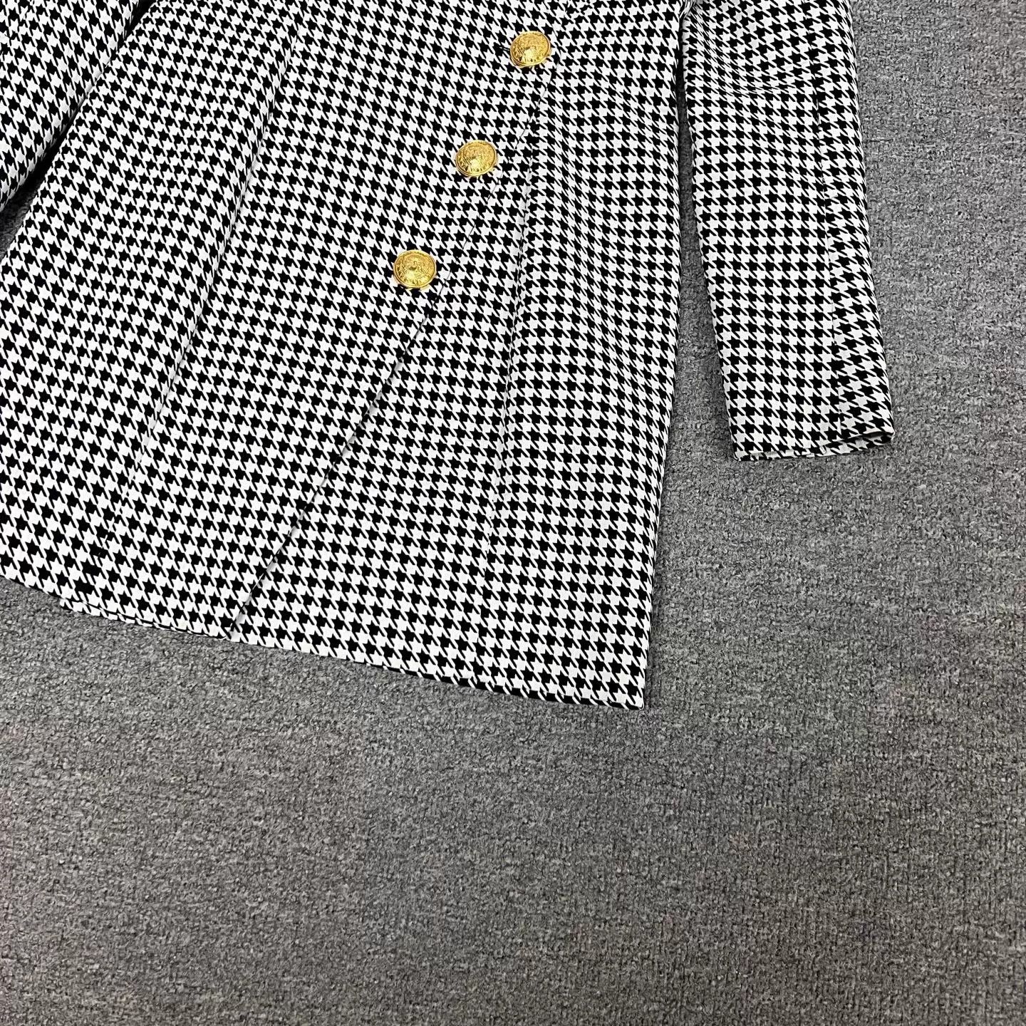 Balmain Balmain Houndstooth Gold Button Dress Coat 36 NWT Size XS / US 0-2 / IT 36-38 - 5 Thumbnail
