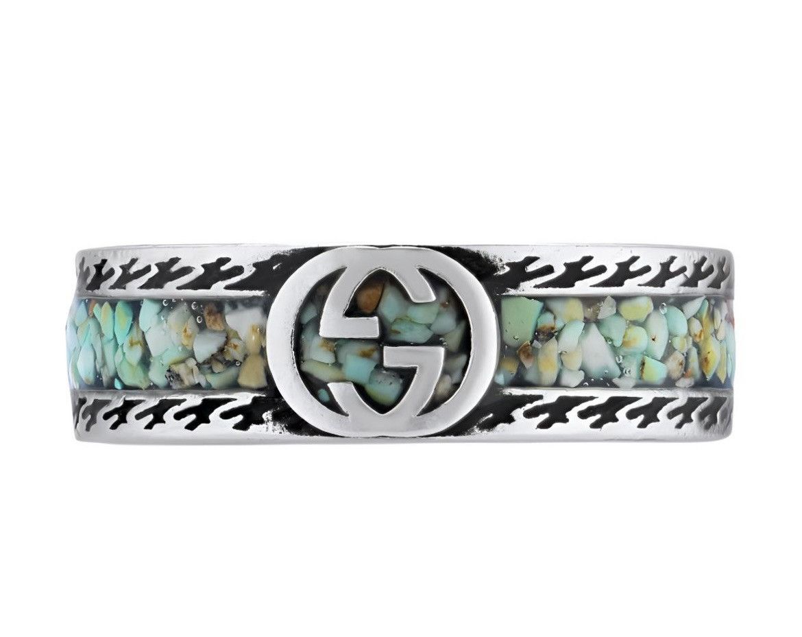 Gucci Gucci GG Sterling Silver Enamel Ring AG 925 Howlite 645573 Size ONE SIZE - 2 Thumbnail