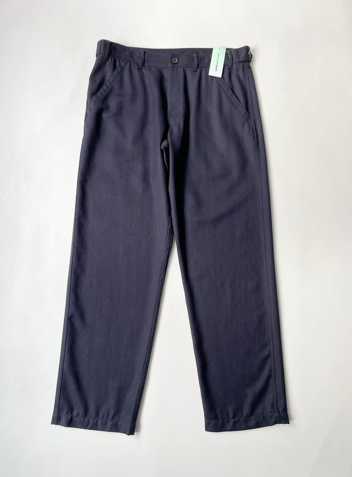 image of Comme Des Garcons Dark Blue Wool Utility Trousers, Men's (Size 36)