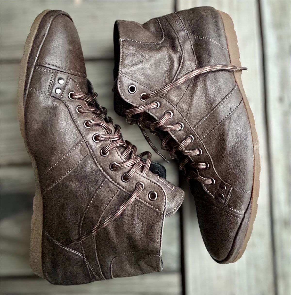 Branded Leather × Hugo Boss Hugo Boss Leather Lace-Up Boots size 43 Made in Italy Size US 10 / EU 43 - 12 Thumbnail