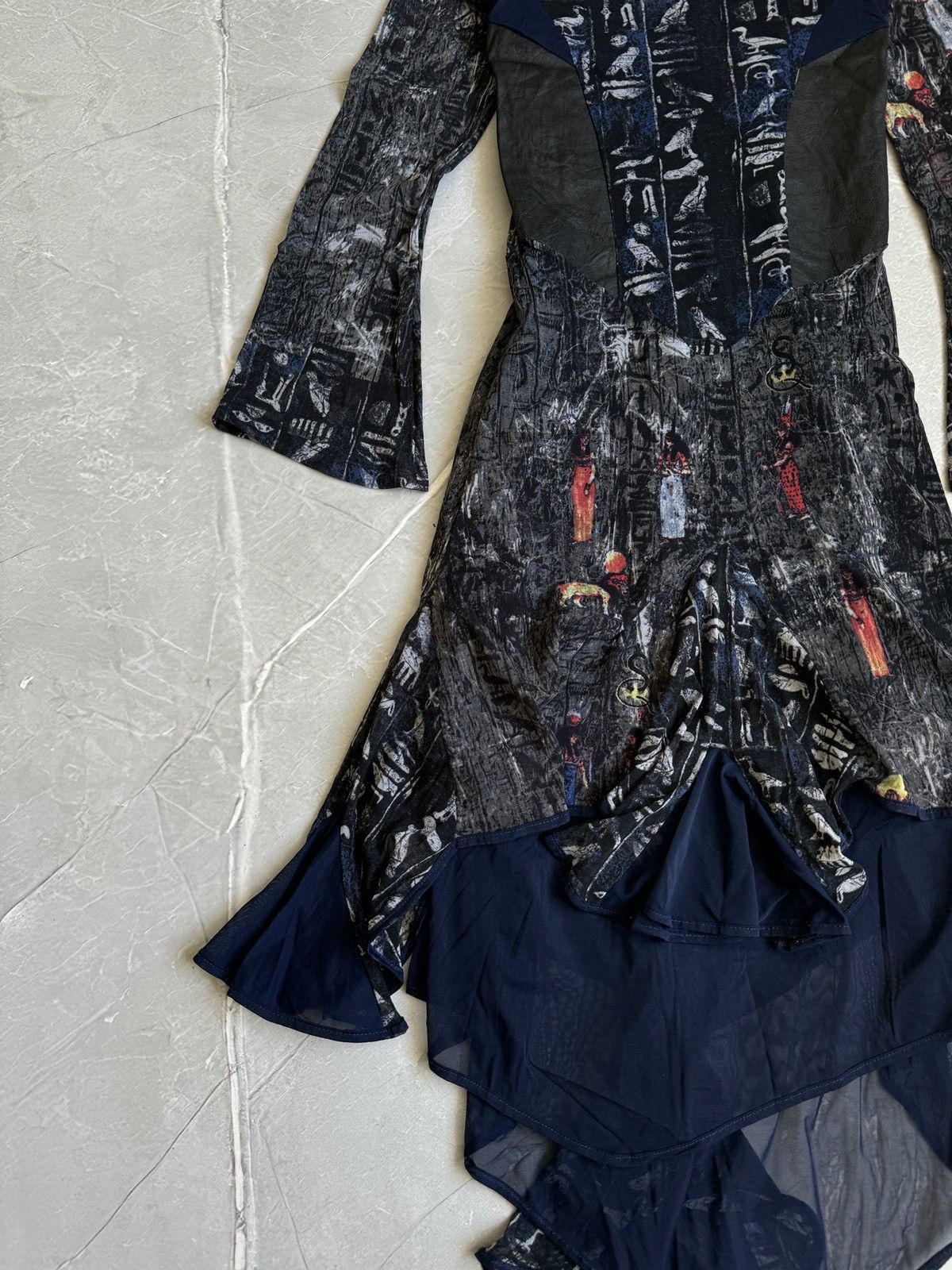 Jean Paul Gaultier Save The Queen Multicolor Mesh Flared Dress Cop Copine Vibe Size L / US 10 / IT 46 - 4 Thumbnail