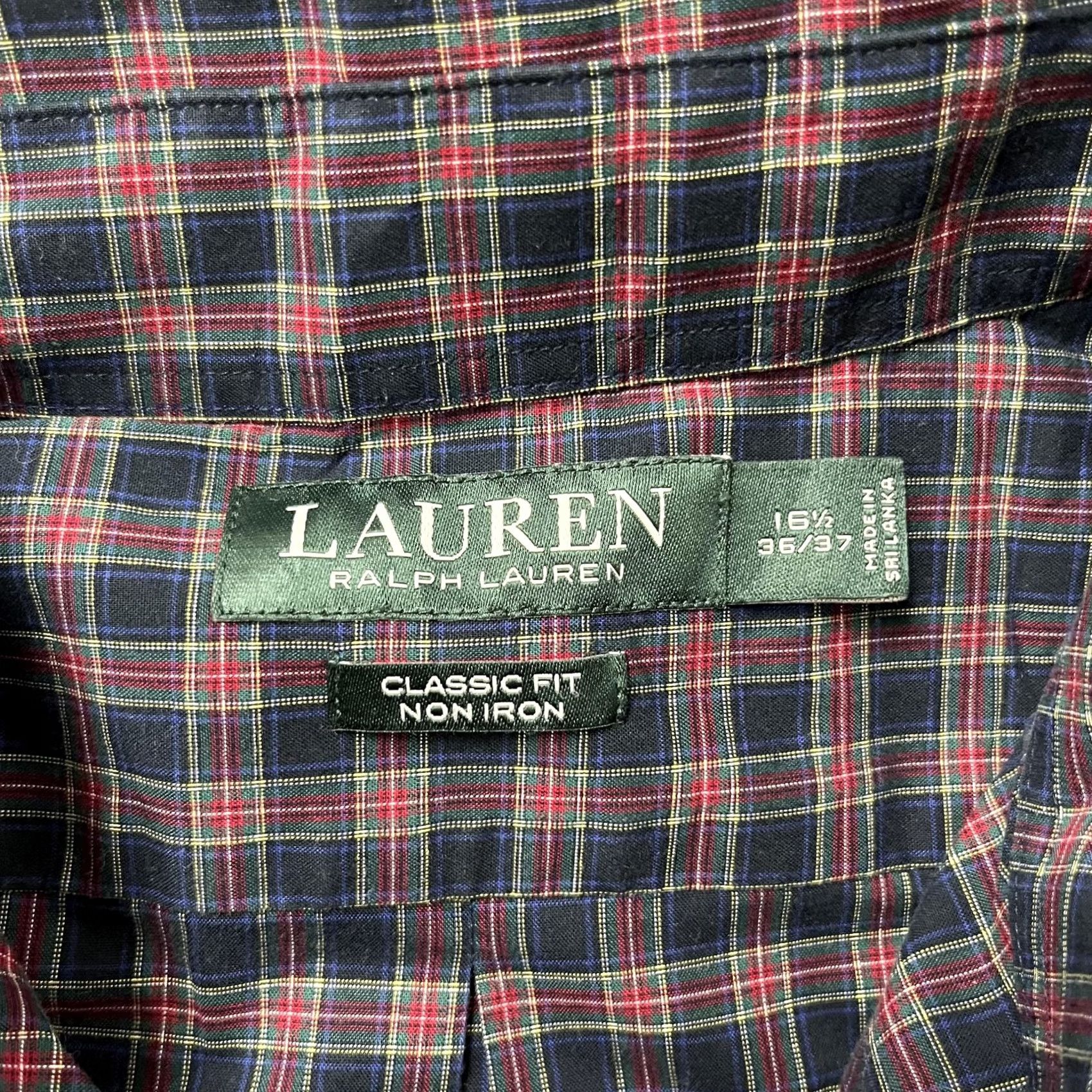 Ralph Lauren Lauren Ralph Lauren Dress Shirt Mens 16.5 36/37 Blue Plaid Classic Fit Non-Iron Shirt Size 46R - 4 Thumbnail