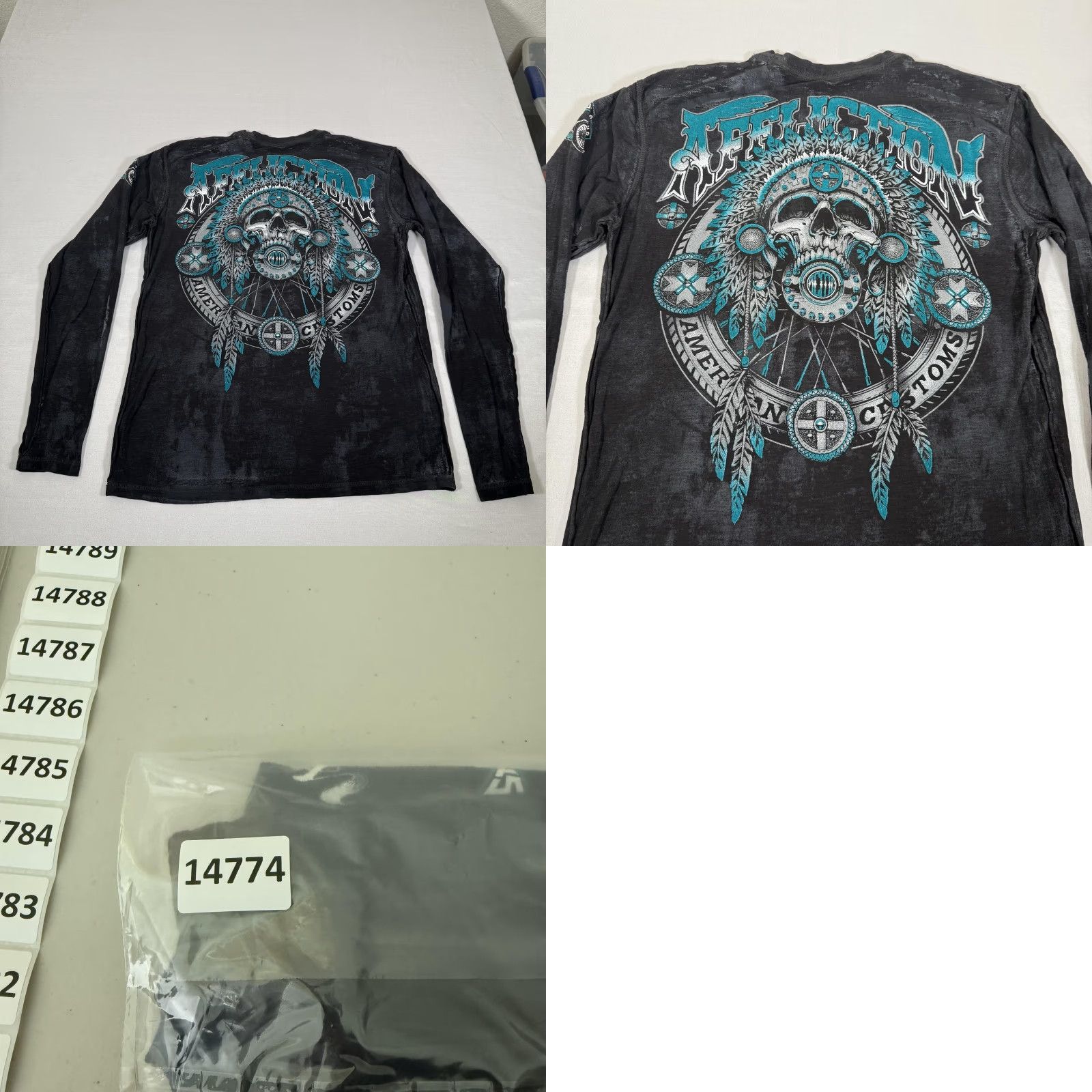 Affliction VINTAGE Affliction Shirt Mens L Black Skull Racing Long Sleeve Cross AOP Y2K Size US L / EU 52-54 / 3 - 8 Thumbnail