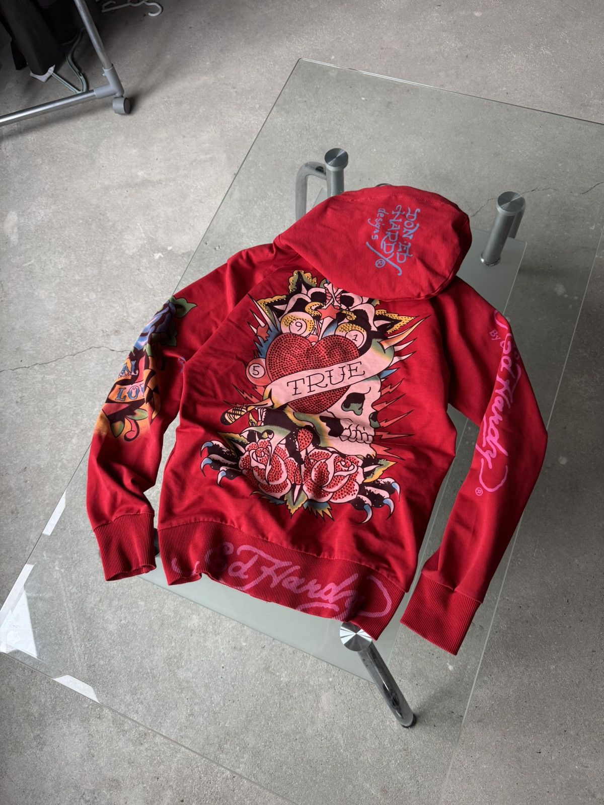 Vintage Ed Hardy Zip Hoodie Red