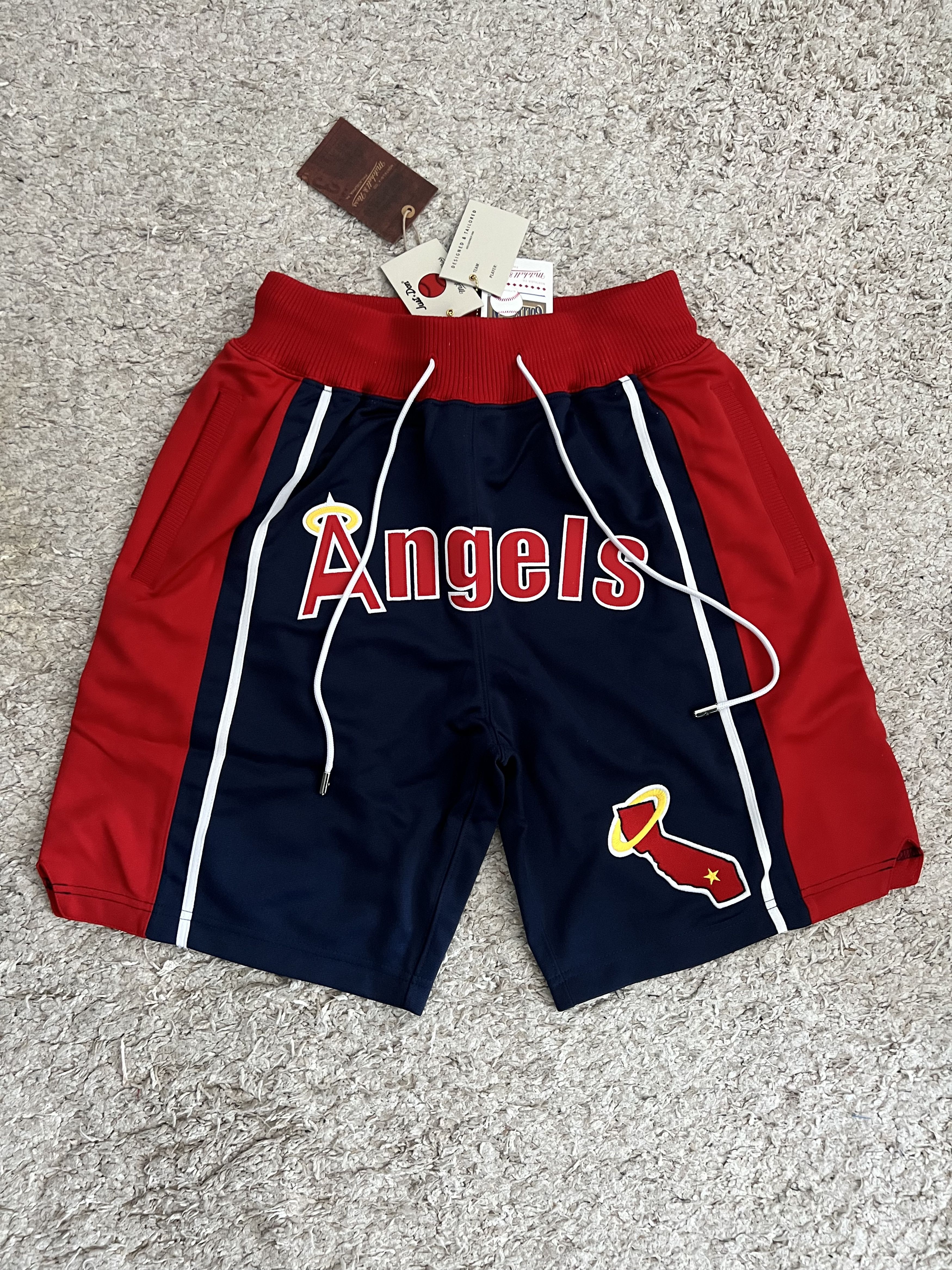 Image of Los Angeles Angels Just Don X Mitchell & Ness Mlb Shorts in Blue, Men's (Size 30)