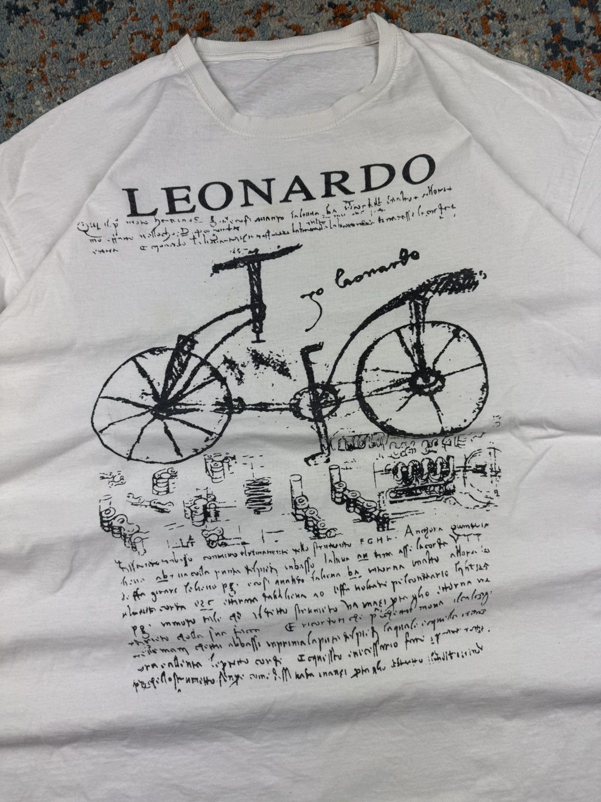 Vintage Vintage 00s Leonardo Da Vinci bicycle artwork graphic tee Size US XL / EU 56 / 4 - 4 Thumbnail