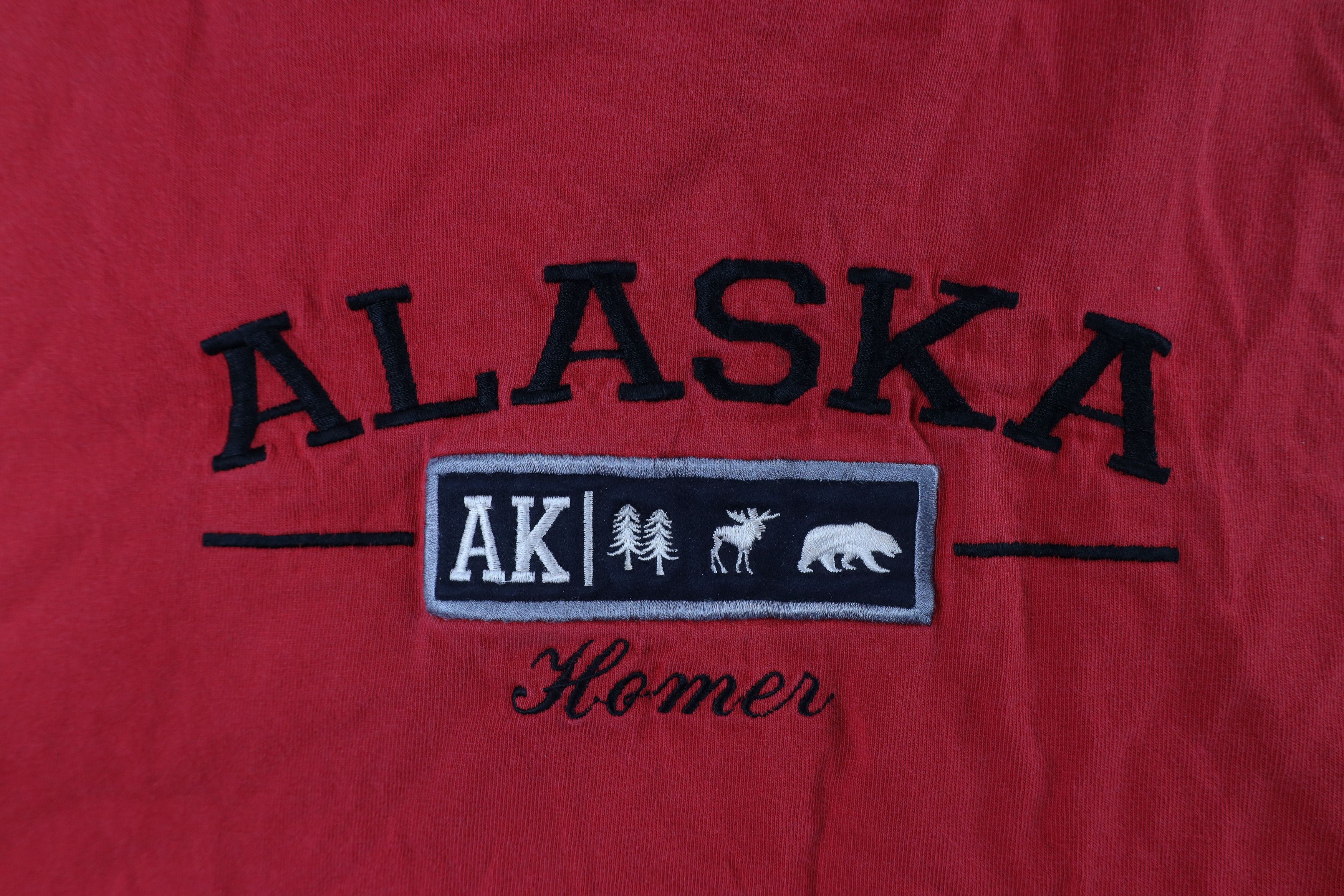 Vintage Vintage 90s Streetwear Spell Out Homer Alaska T-Shirt Red Size US L / EU 52-54 / 3 - 4 Thumbnail