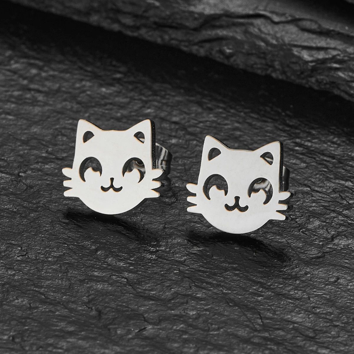 Jewelry Funny Cat Mini Stud Earrings Charm Earring Gift Size ONE SIZE - 1 Thumbnail