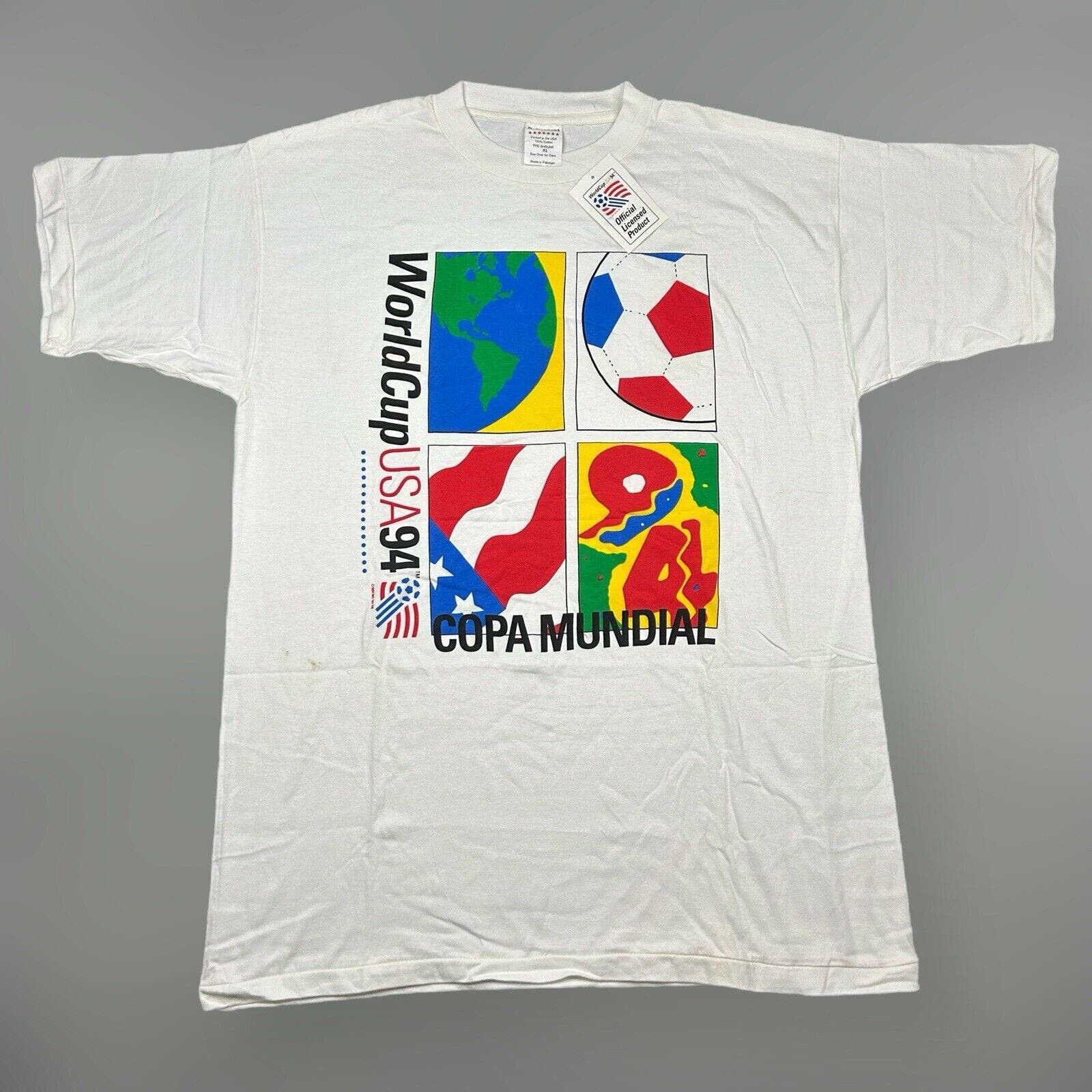 image of Hanes x Tee Shirt 1994 World Cup T-Shirt Single Stitch Copa Mundial Soccer NWT in White (Size XL)
