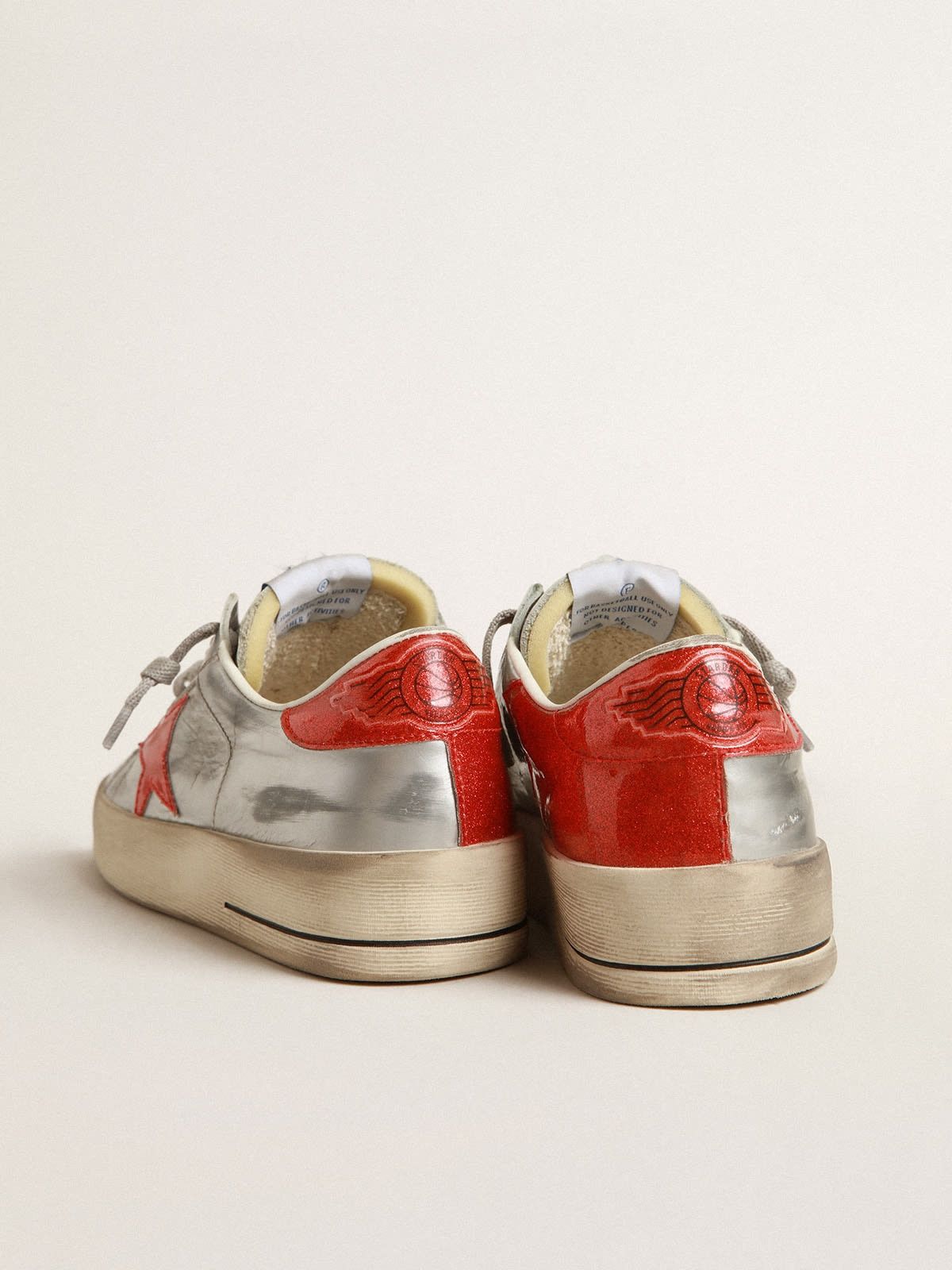 Golden Goose o1w1db10425 Stardan Low-Top Sneakers in Silver/Red Size US 9 / IT 39 - 4 Thumbnail
