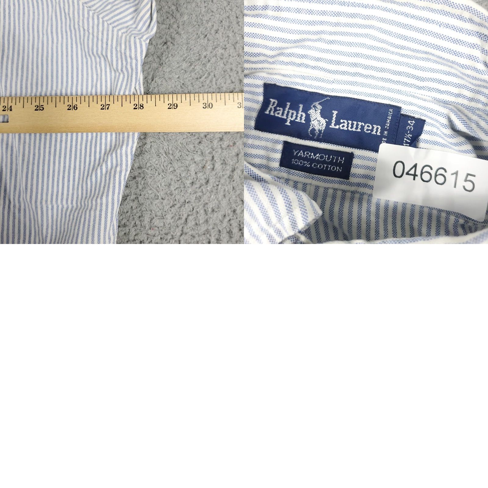 Ralph Lauren Ralph Lauren Dress Shirt Mens 17.5 Blue White Striped Long Sleeve Button-Down Classic Modern Size 46R - 8 Thumbnail