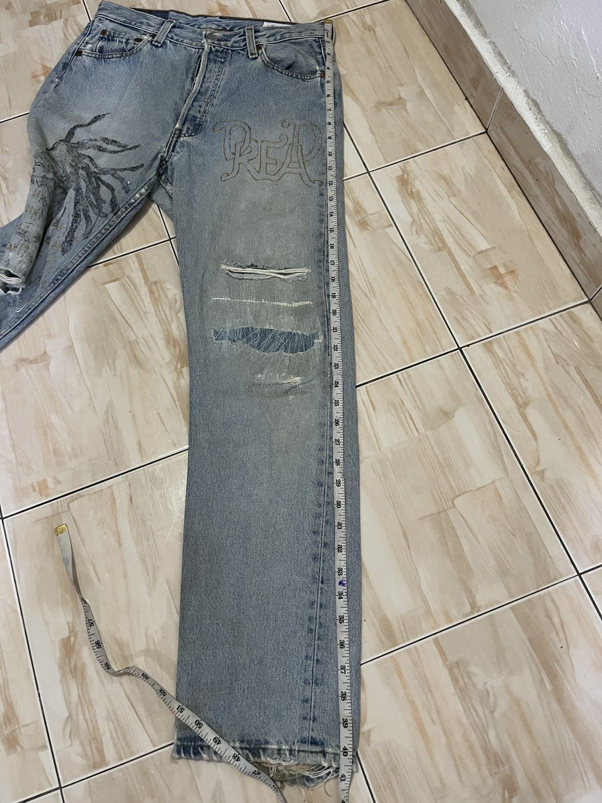 Levi's Vintage Clothing Vintage Levis 501 x Hitomi Handmade x Bob Marley Size US 30 / EU 46 - 21 Thumbnail