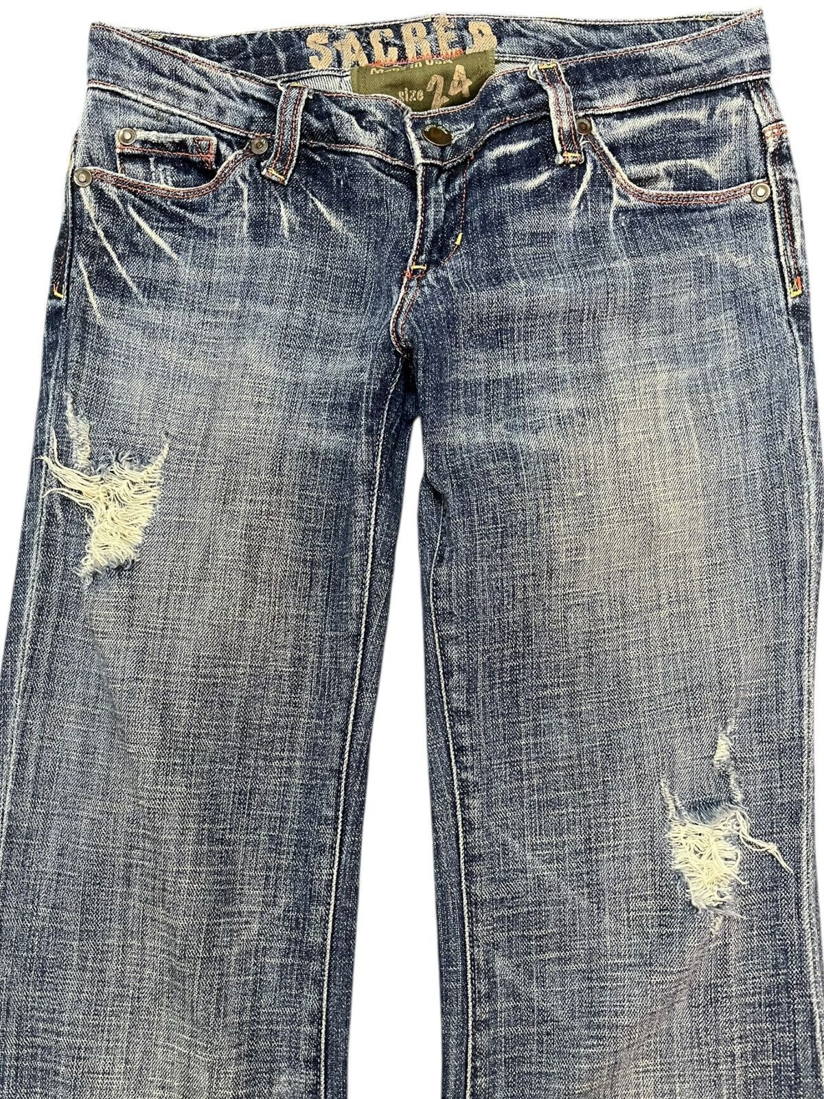 American Apparel × Who Decides War Vintage Sacred Blue Flare Bootcut Denim Size US 28 / EU 44 - 2 Thumbnail