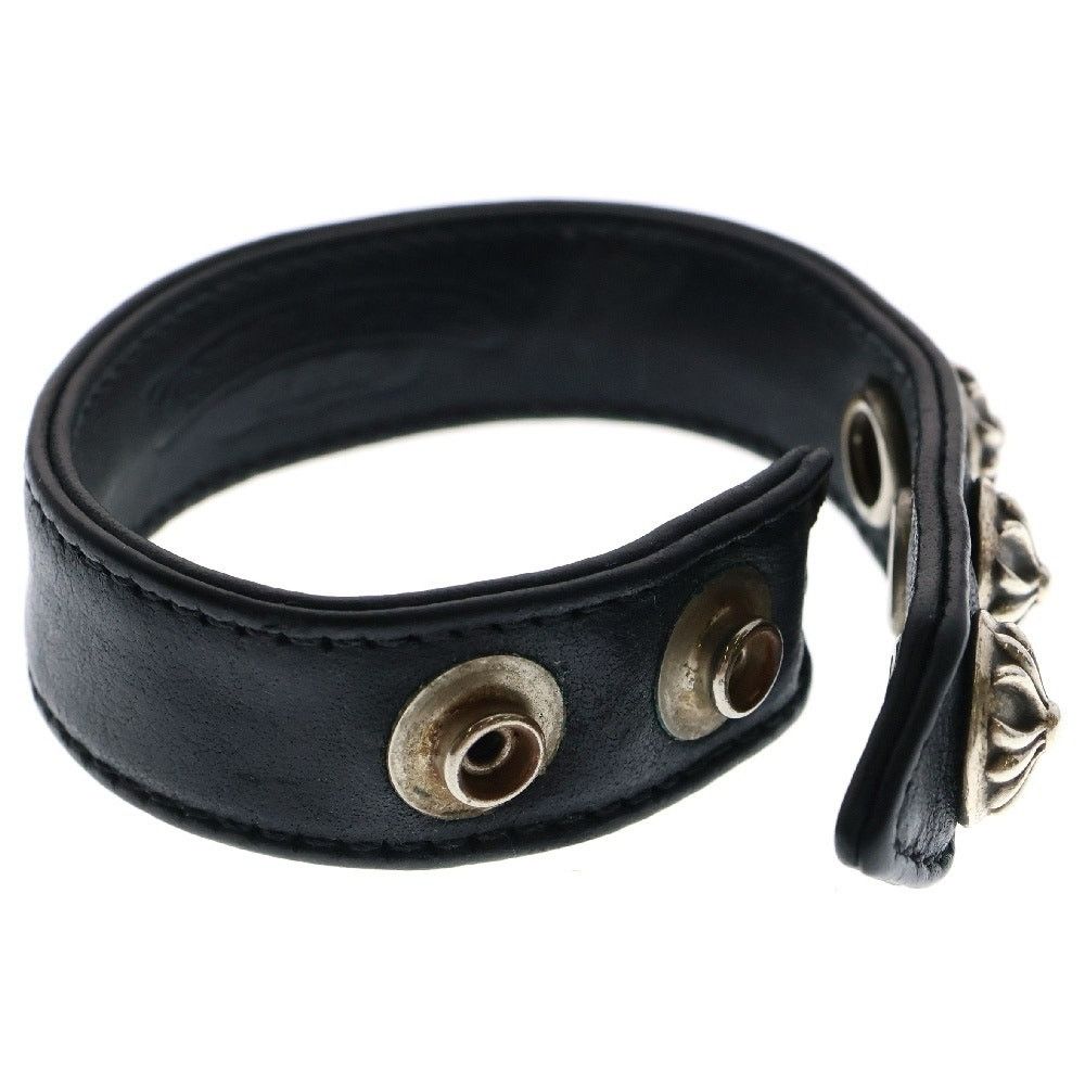 Chrome Hearts Chrome Hearts 3 Button 2 Snap Leather Bracelet