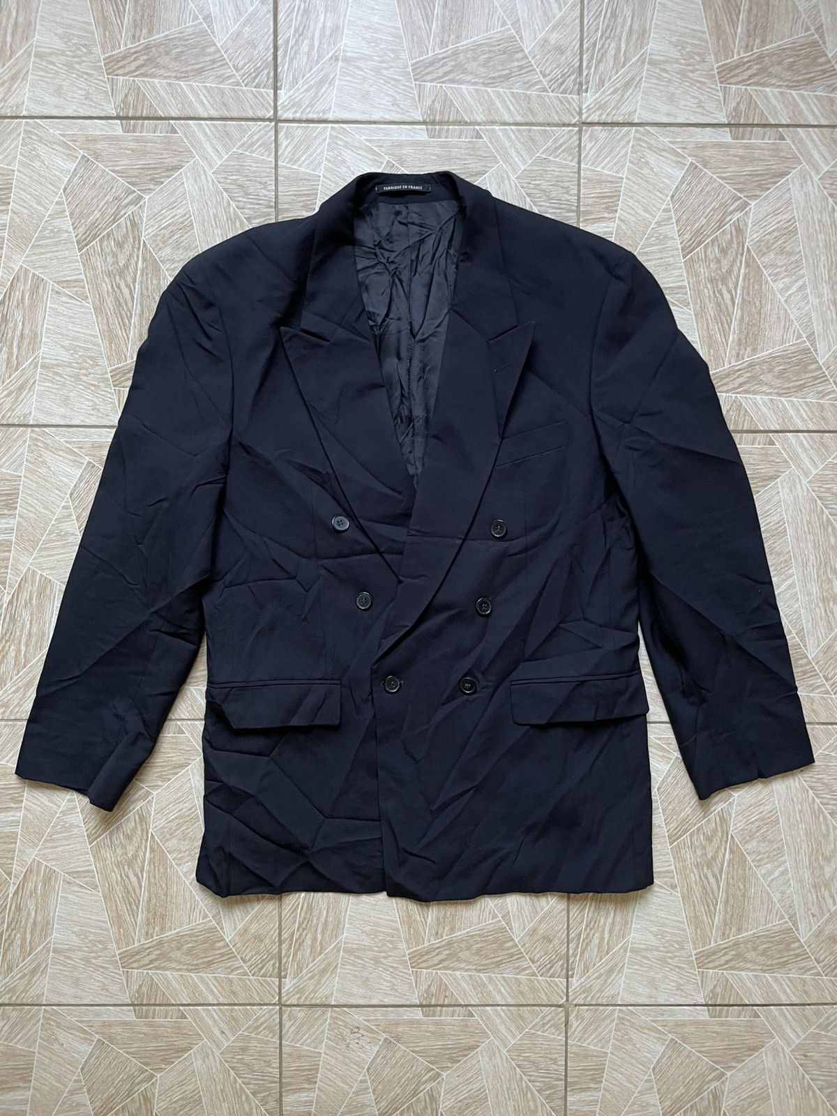 Vintage Mario Dessuti Blazer Jacket Black Double Breasted Peak Size US M / EU 48-50 / 2 - 1 Thumbnail