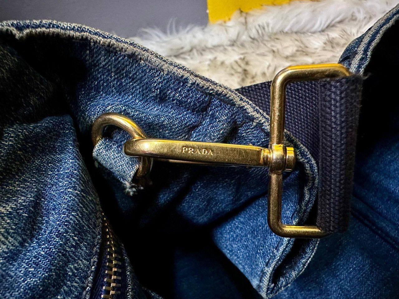 Prada Authentic Prada Canapa Denim Blu Medium Tote Bag Size ONE SIZE - 13 Thumbnail