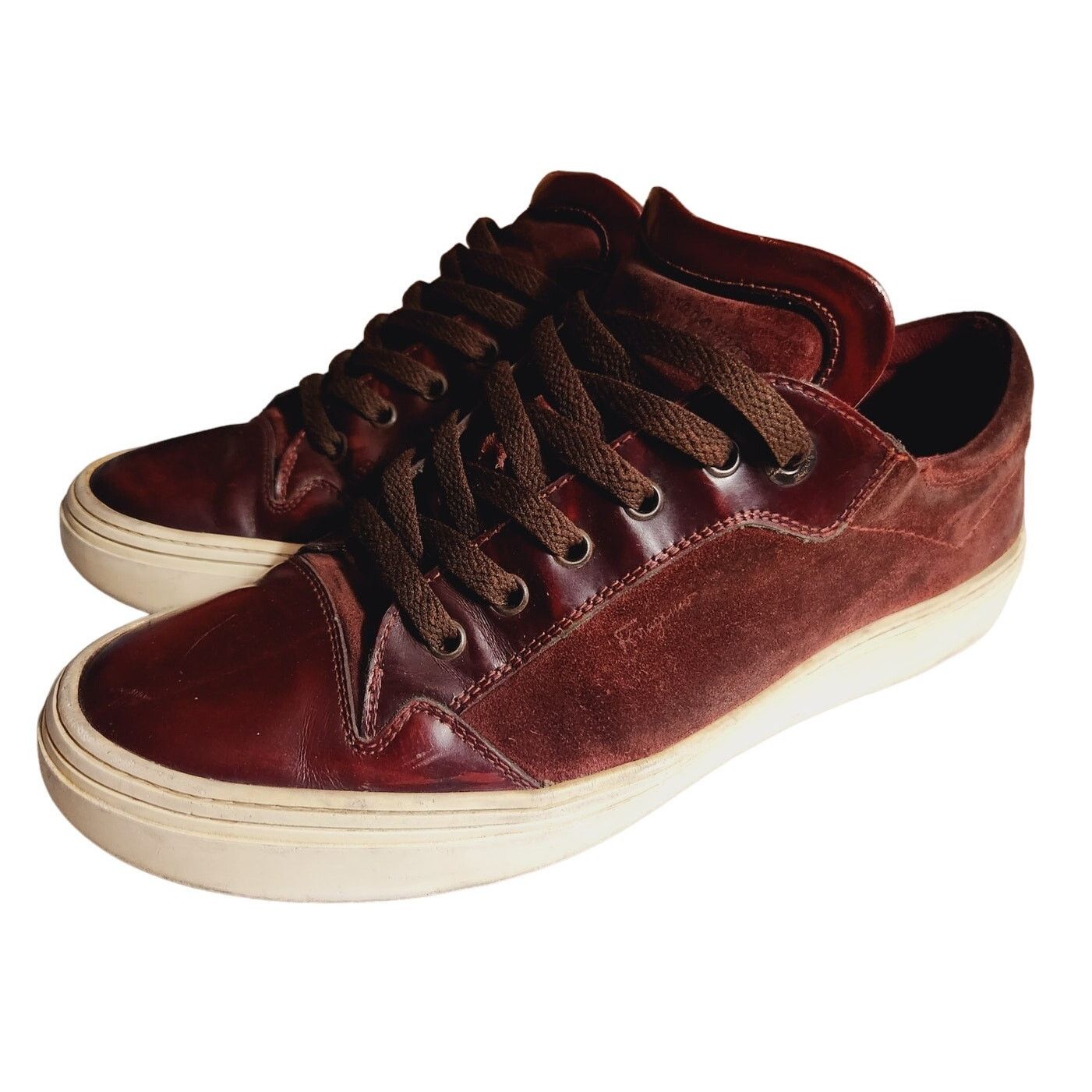 Salvatore Ferragamo Salvatore Ferragamo Sneakers Deep Burgundy Red Leather 12 US Size US 12 / EU 45 - 3 Thumbnail