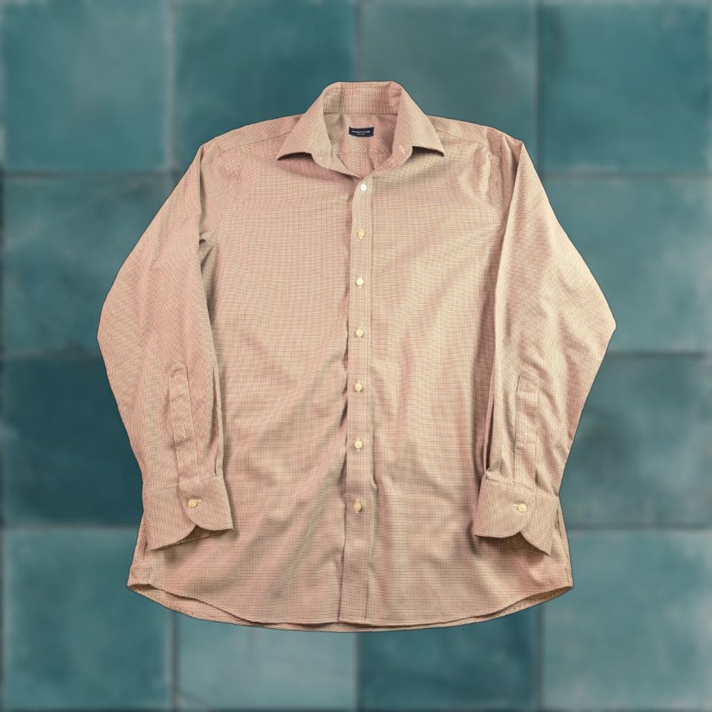 CLOT Proper Cloth Stretch Rose Houndstooth Shirt Button-Up Mens L Red Plaid Classic Preppy Casual/Workwear Shirt Size US L / EU 52-54 / 3 - 1 Thumbnail