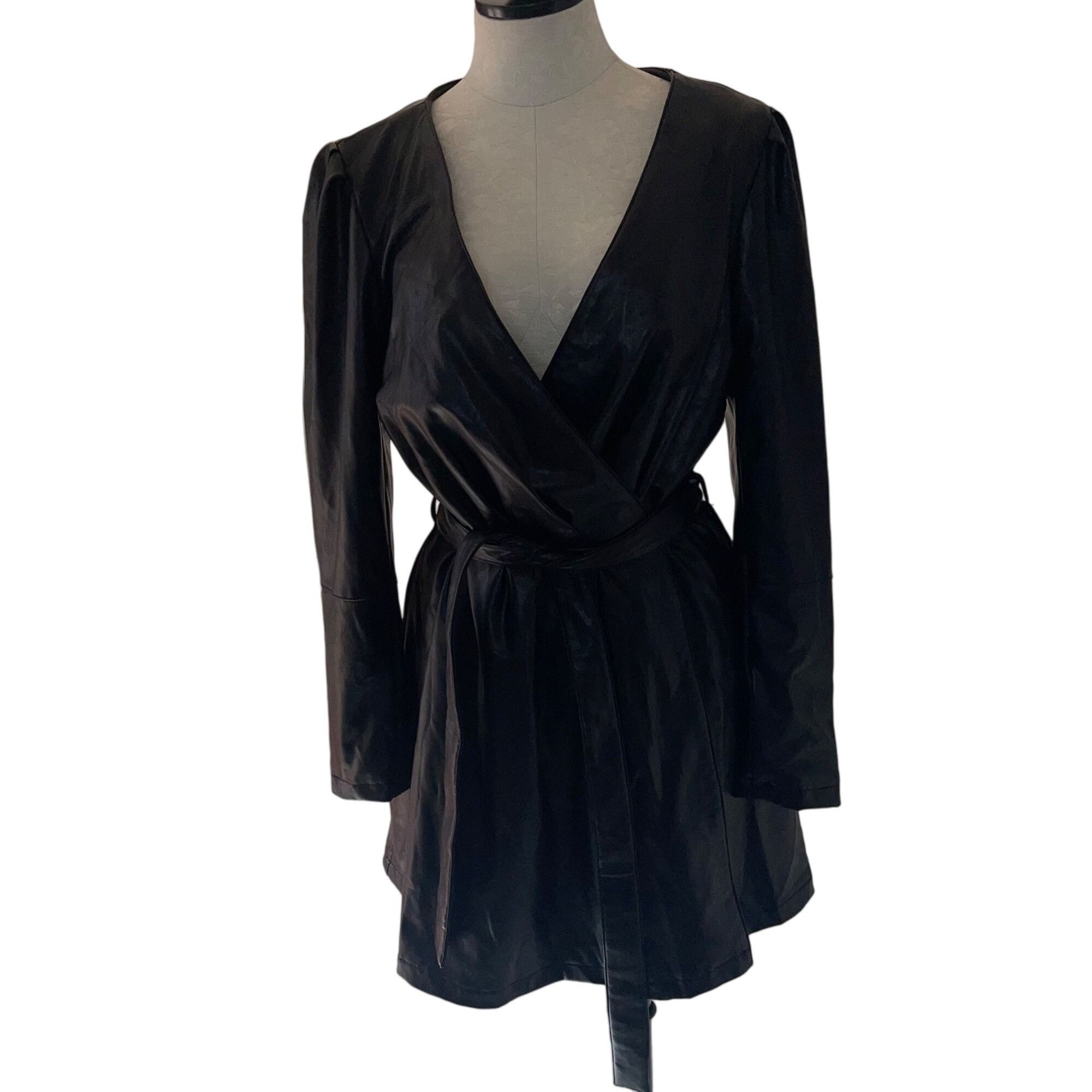 7 For All Mankind Womens Dress Size Large Black Faux Leather