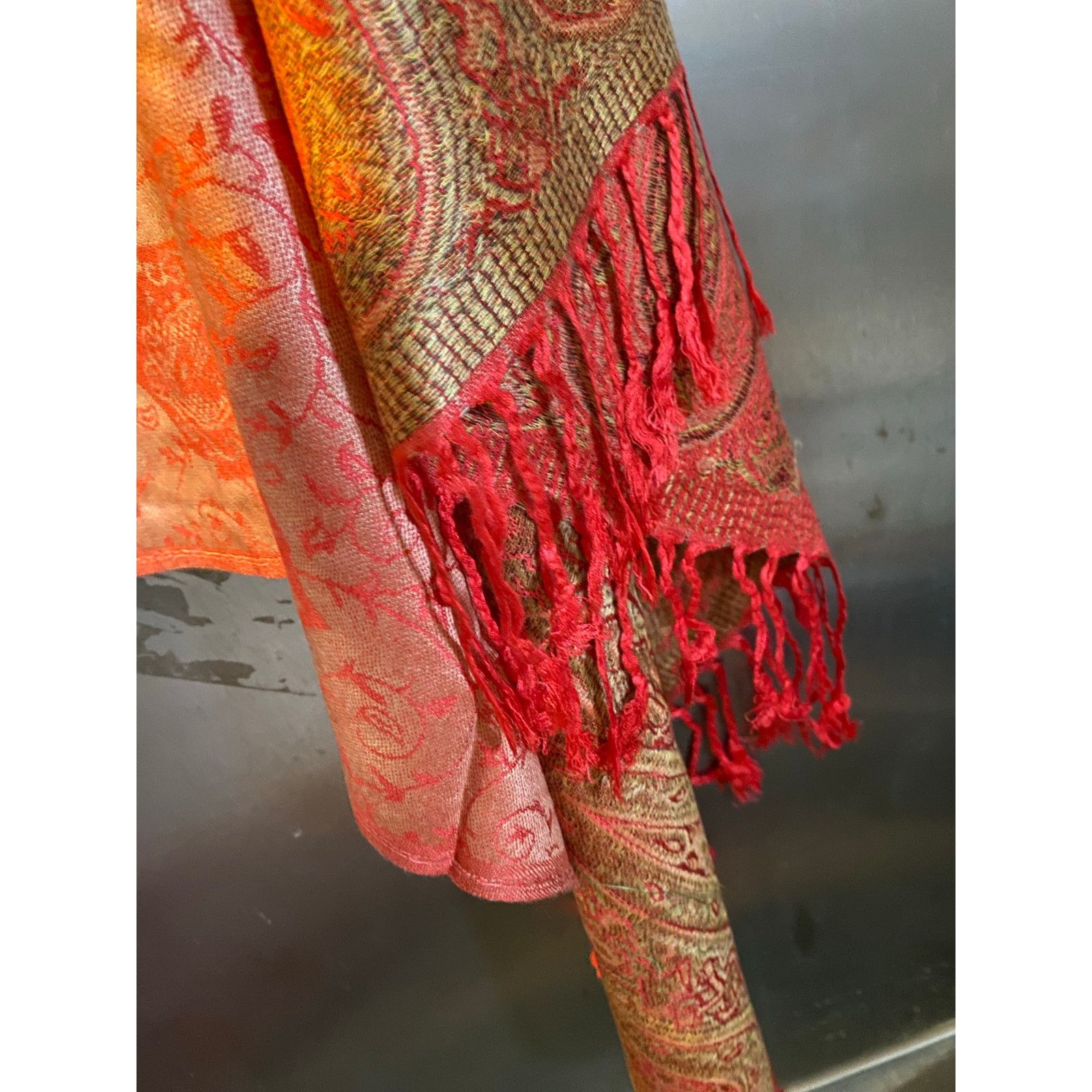 Other NEW 100% Cashmere Shawl Red & Gold Size ONE SIZE - 2 Thumbnail