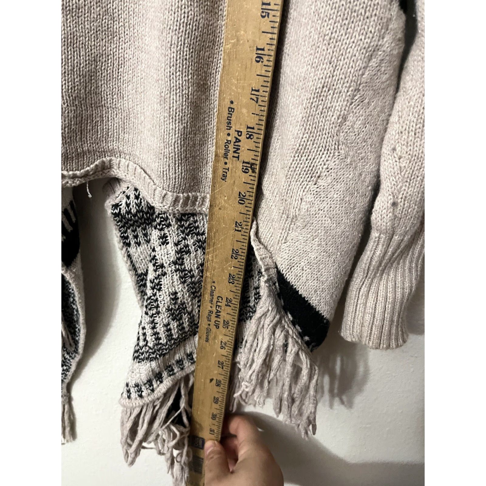 American Eagle Outfitters VINTAGE American Eagle Outfitters Womens Size S Sweater Waterfall Open Front Aztec Fringe Cardigan Beige Cotton Blend Size S / US 4 / IT 40 - 4 Thumbnail