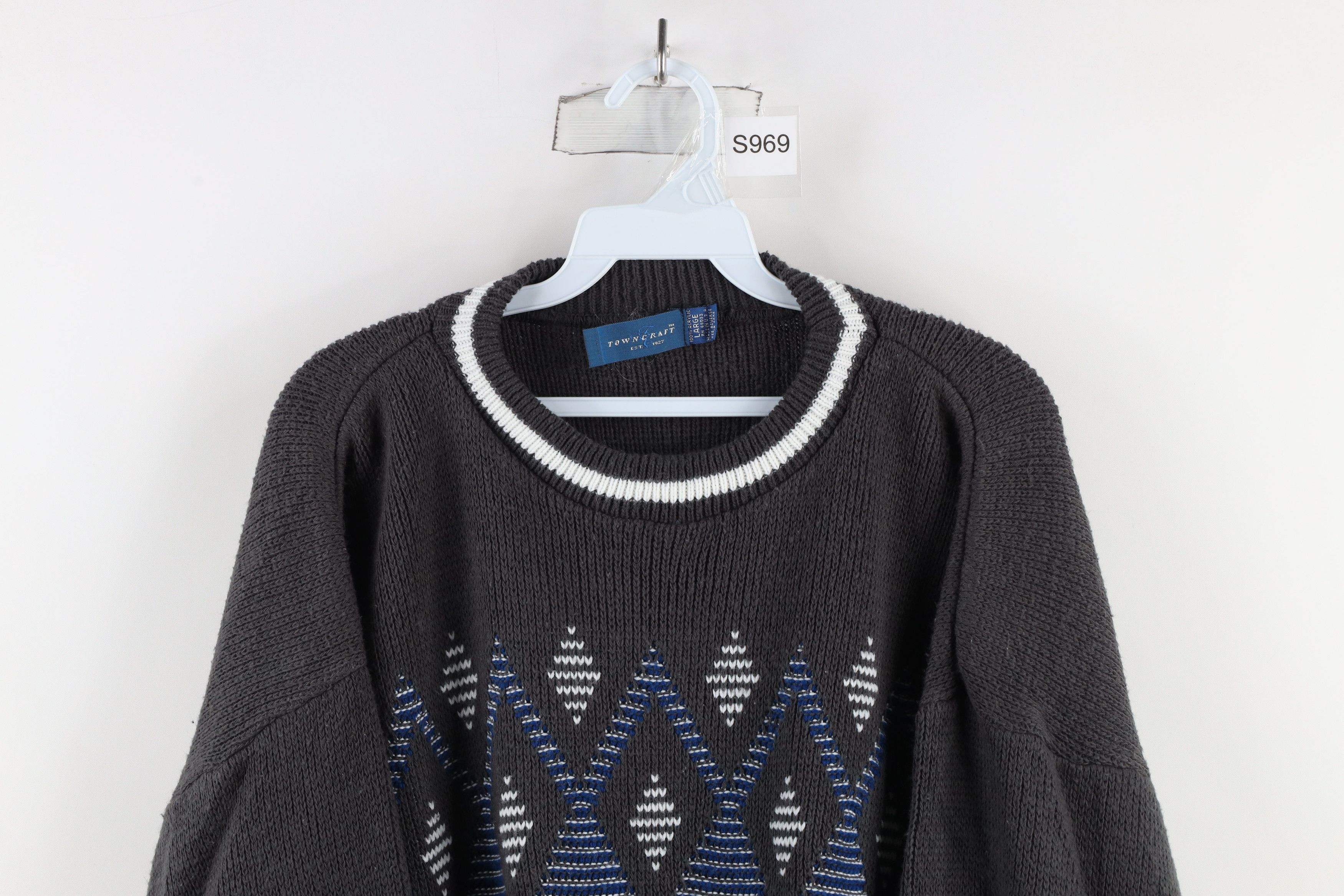 Vintage Vintage 90s Streetwear Diamond Knit Crewneck Sweater USA Size US L / EU 52-54 / 3 - 2 Thumbnail