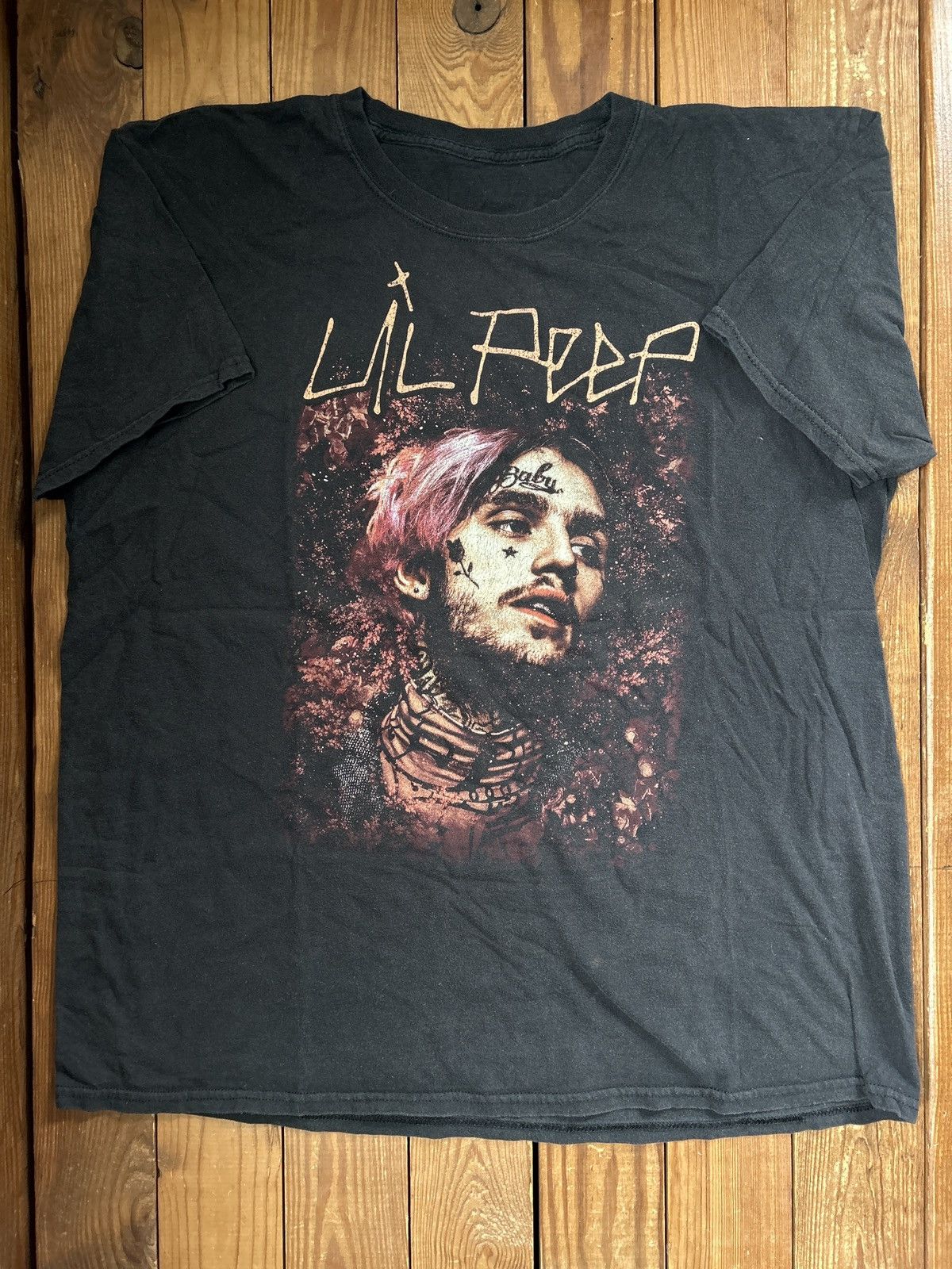 GOTHBOICLIQUE × Lil Peep Lil Peep Face Black Tee Shirt GBC Size US XL / EU 56 / 4 - 1 Thumbnail