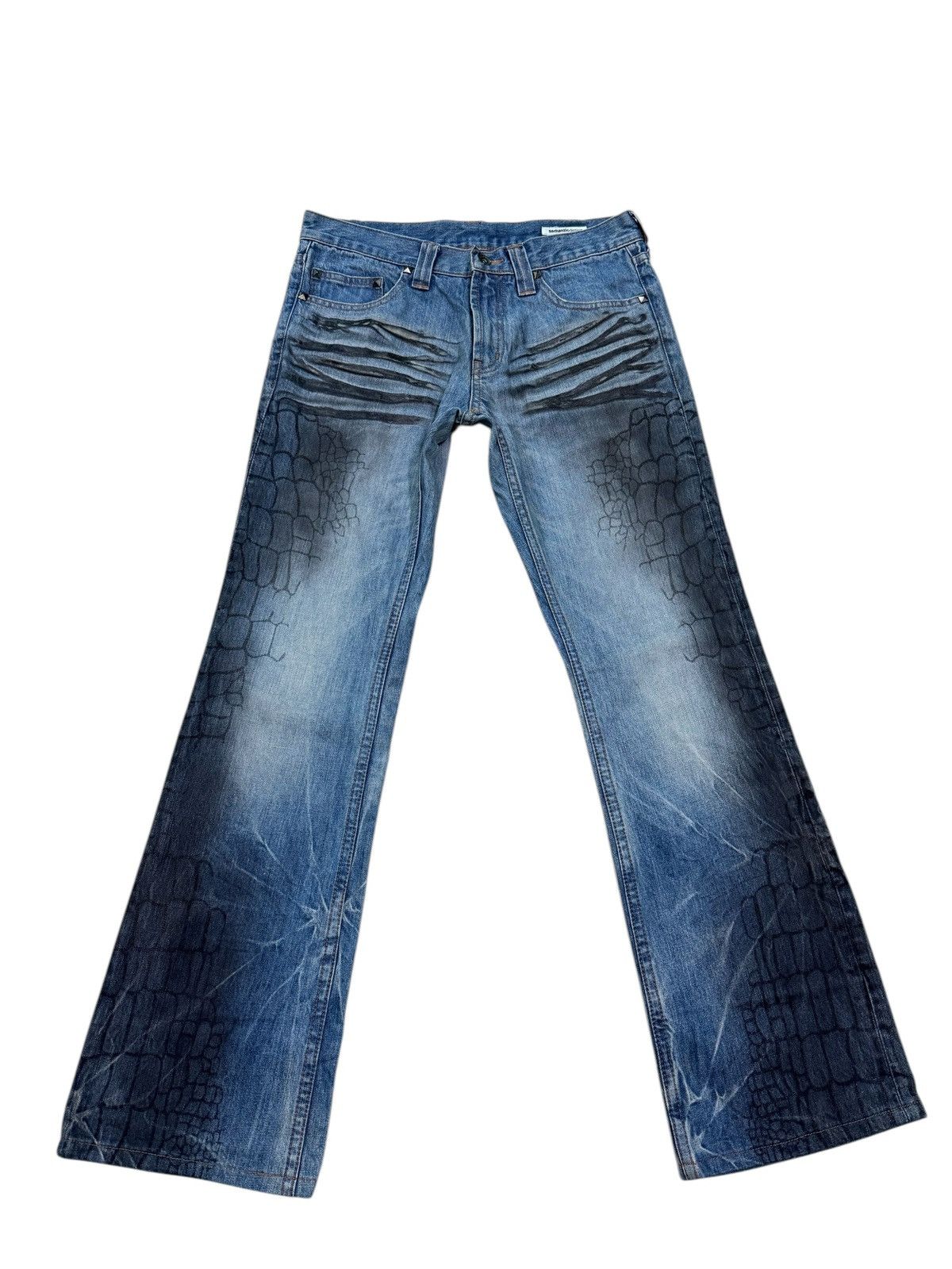 If Six Was Nine RARE SEMANTIC DESIGN FLARE JEANS Size US 31 - 2 Thumbnail