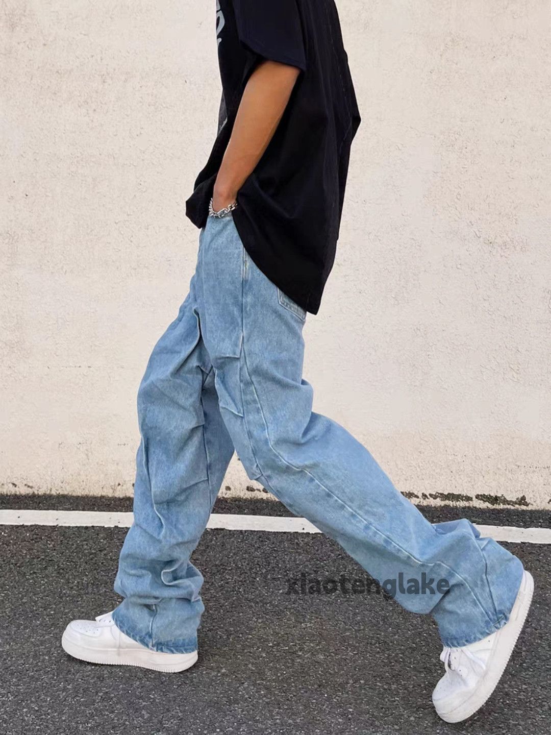 Jean xz distressed washed faded loose baggy hiphop jeans Size US 32 / EU 48 - 3 Thumbnail