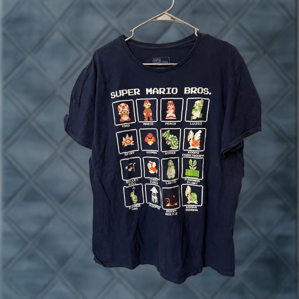 Vintage VINTAGE Super Mario Bro Pixel Characters Short Sleeve T-shirt Men’s XL Blue 90s Cartoon Retro Mens Size US XL / EU 56 / 4 - 1 Thumbnail