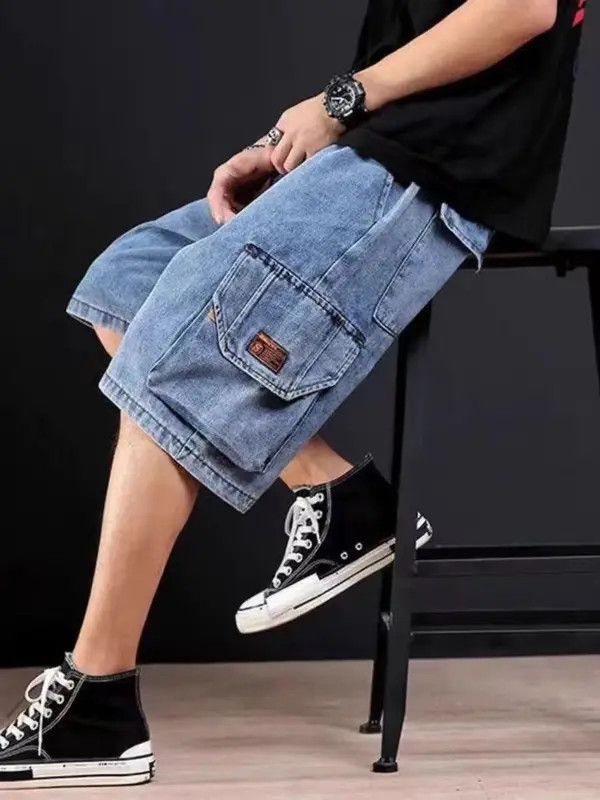 VIBE Street Hip Hop Vintage Loose Fit Denim Shorts Size US 32 / EU 48 - 8 Thumbnail