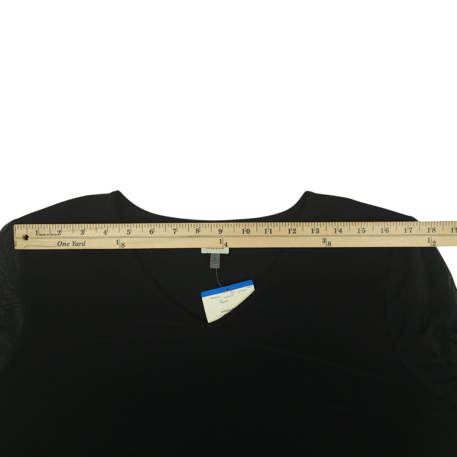 Anne Klein Anne Klein Black V-Neck Top Blouse Womens XL Sheer Mesh Long Size XL / US 12-14 / IT 48-50 - 4 Thumbnail