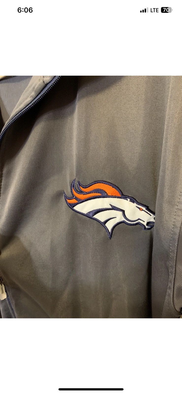 NFL Nfl Denver Broncos mens sz LT windbreaker jacket gray blue Size US L / EU 52-54 / 3 - 3 Thumbnail