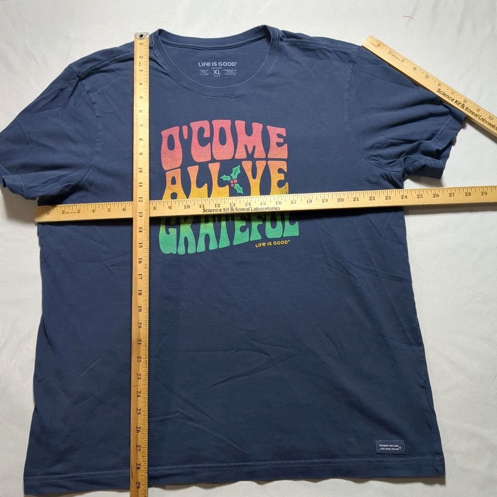 Life is Good Life is Good Crusher Tee O Come All Ye Grateful Dead Christmas Mens XL Navy Blue Shirt Size US XL / EU 56 / 4 - 6 Thumbnail