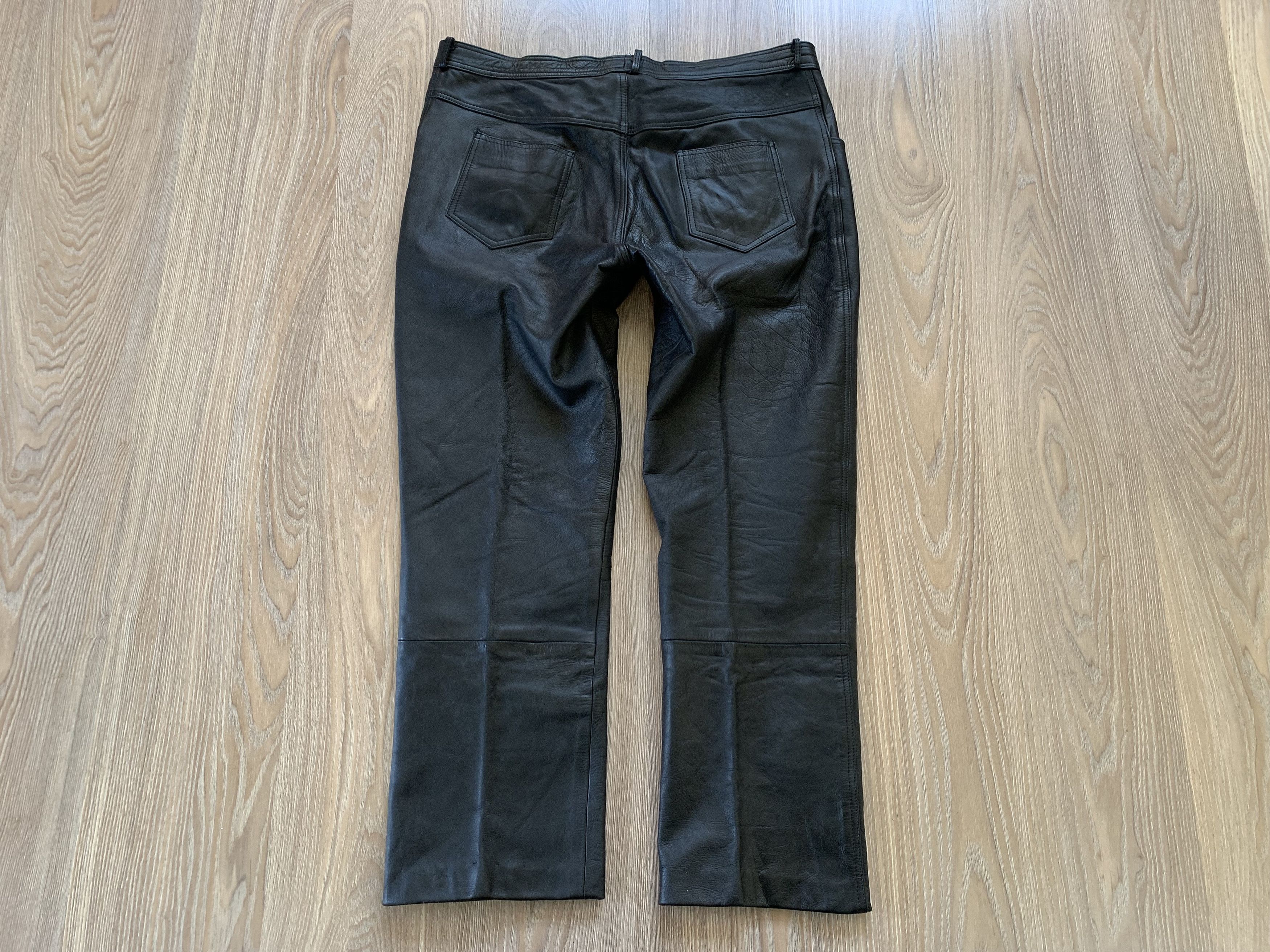Leather Mens Vintage Black Biker Leather Pants Size US 40 / EU 56 - 3 Thumbnail