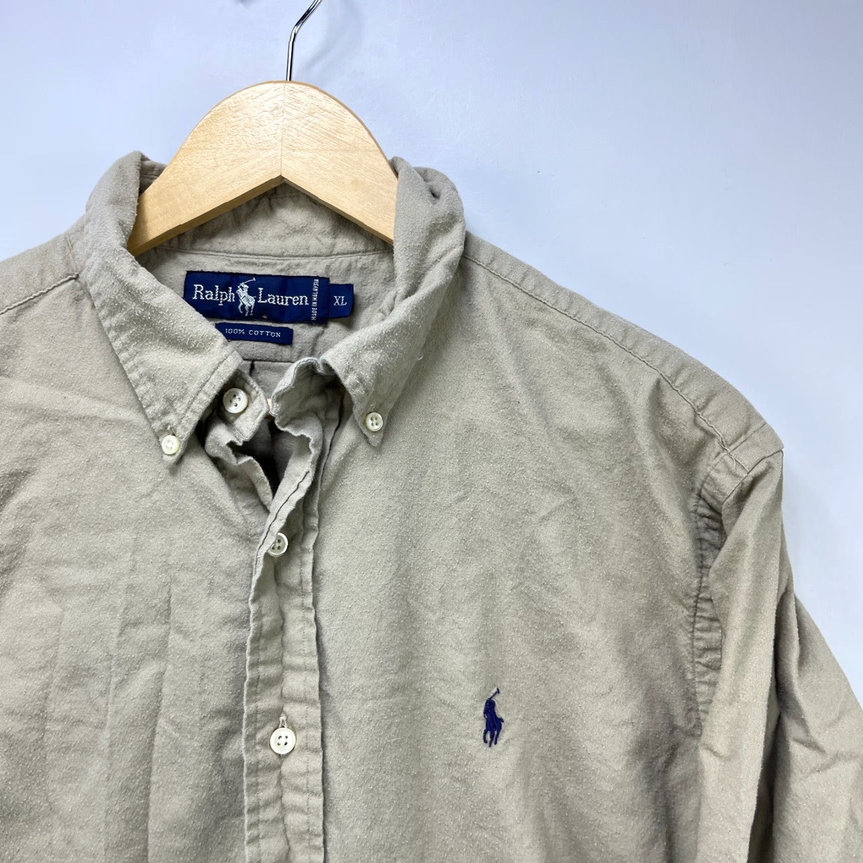 Polo Ralph Lauren VINTAGE Polo Ralph Lauren Button-Up Long Sleeve Shirt Beige XL 90s Corduroy Mens Pony Blake Size US XL / EU 56 / 4 - 3 Thumbnail