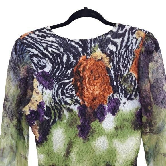 Alberto Vtg Artsy Alberto Makali Mixed Media Crinkle Top Blouse Sz Size M / US 6-8 / IT 42-44 - 5 Thumbnail