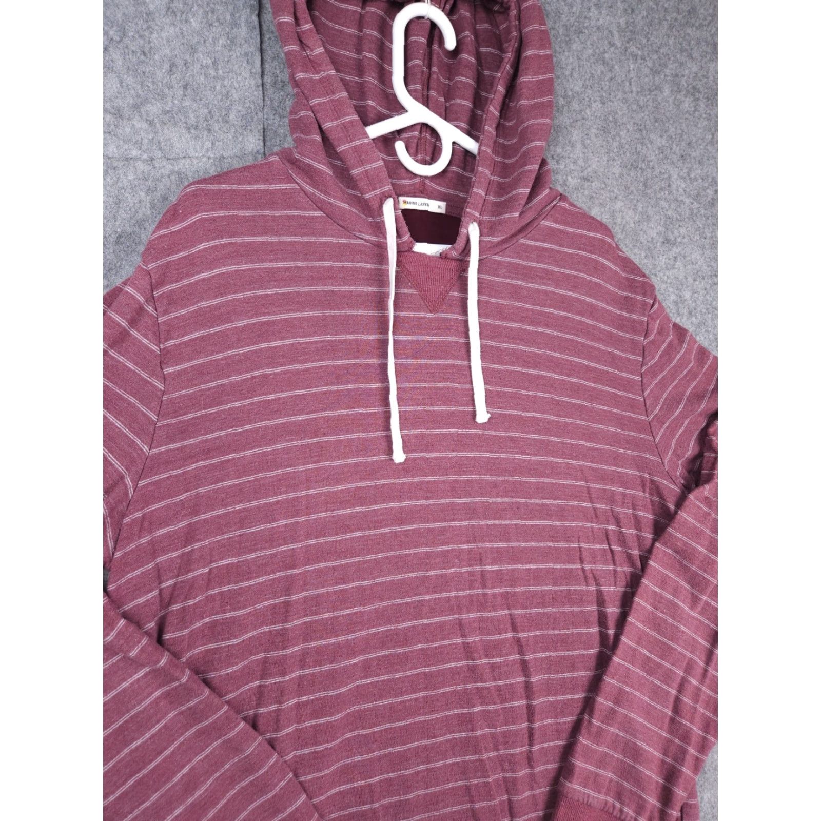 Marine Layer Marine Layer Hoodie Men's XL Red Striped Drawstring Lightweight Rayon Blend Size US XL / EU 56 / 4 - 3 Thumbnail