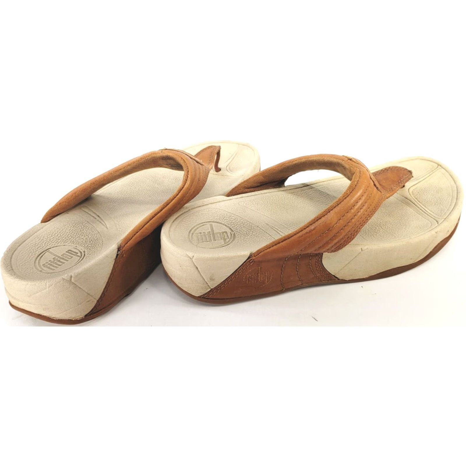 Vintage FitFlop WalkStar 3 Sandals Womens Size 6 EUR 37 Brown Tan Leather Summer Slide Size US 6 / IT 36 - 4 Thumbnail