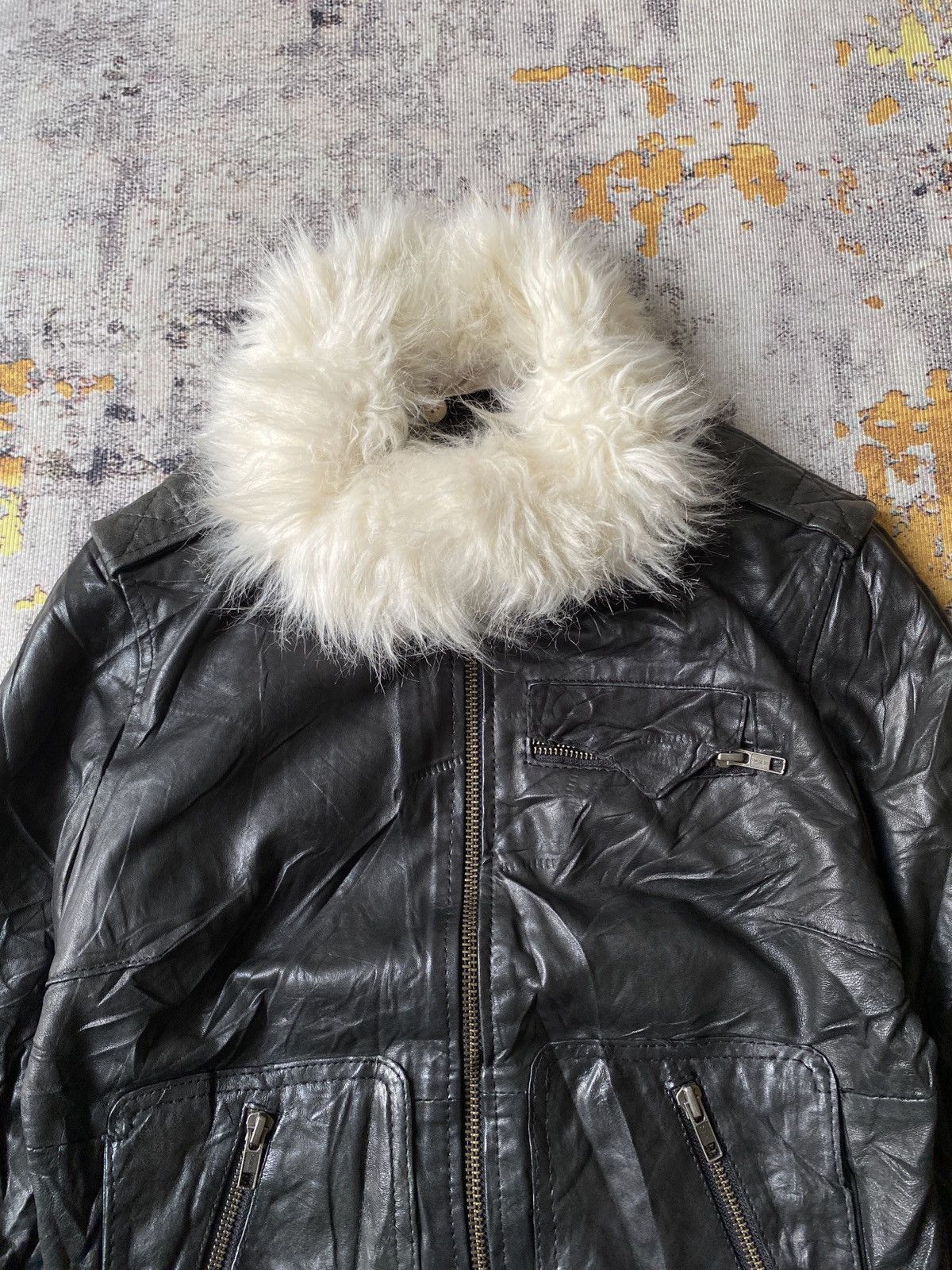 If Six Was Nine Goosecraft Multipocket Fur Black Leather Jacket Size US S / EU 44-46 / 1 - 5 Thumbnail