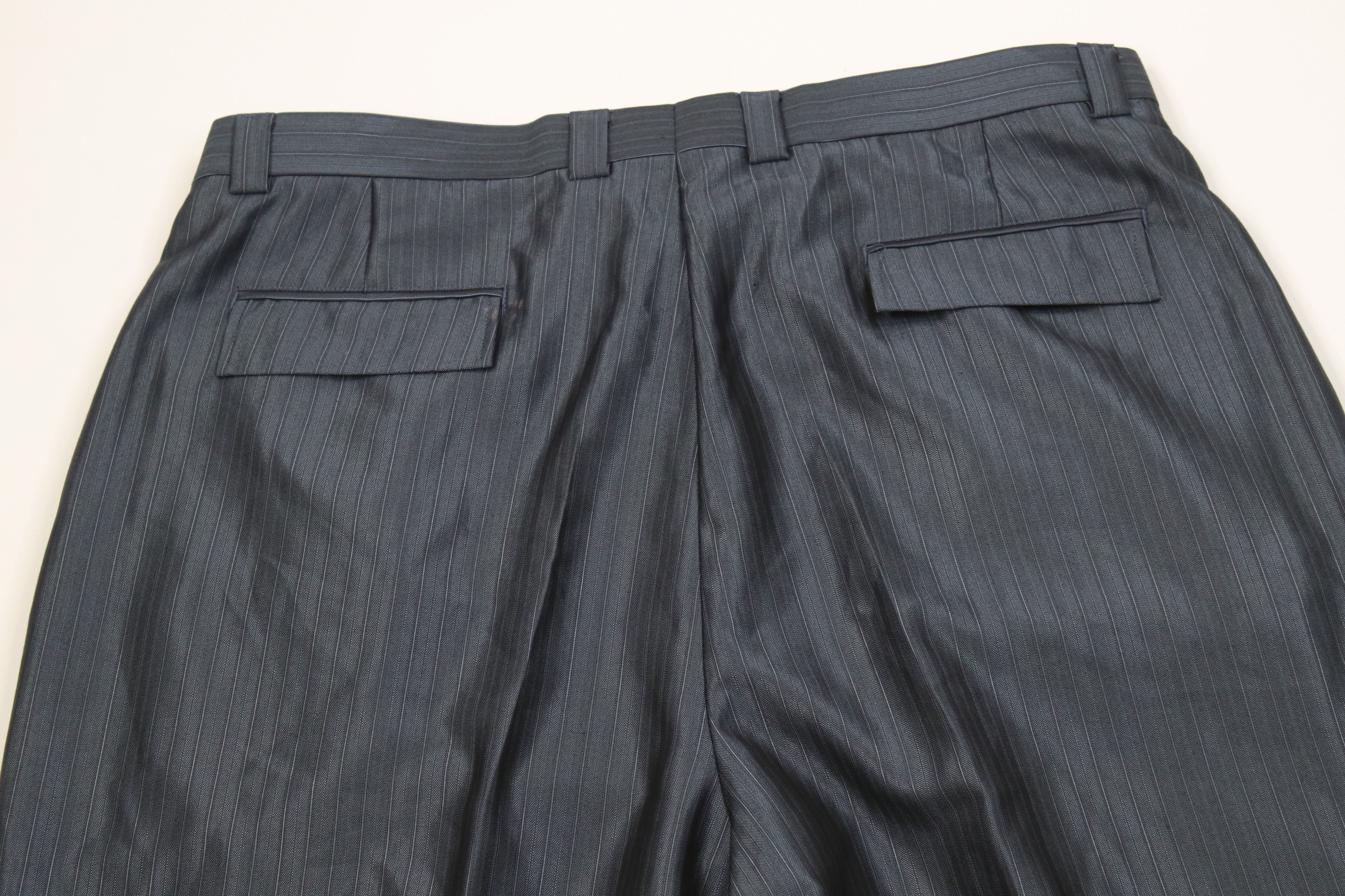 Vintage Vintage 90s Blend Satin Striped Wide Leg Chino Pants Blue Size US 40 / EU 56 - 12 Thumbnail