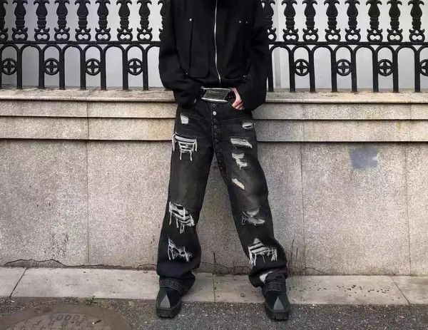 VIBE Distressed washed ripped button fly heavyweight jeans Size US 29 - 5 Thumbnail