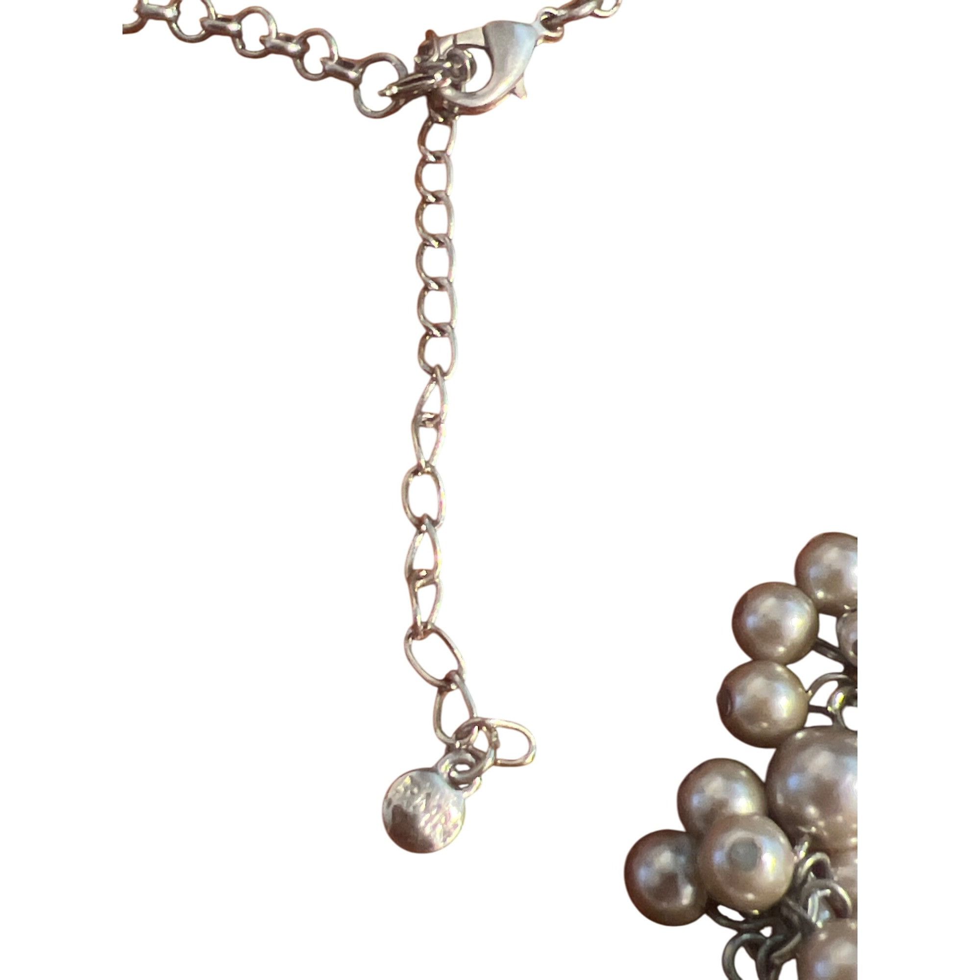Other Vintage RMN Waterfall Y Necklace Faux Pearls Silver Gray Est Size ONE SIZE - 5 Thumbnail