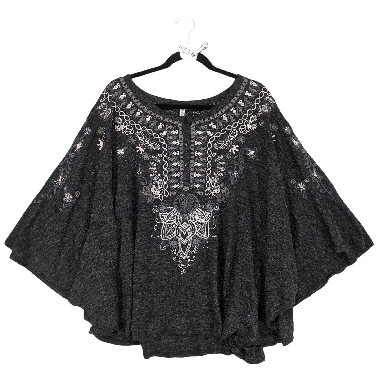 Other Monoreno Women's S Embroidered Gray Knit Poncho Top, Batwing Size S / US 4 / IT 40 - 1 Thumbnail